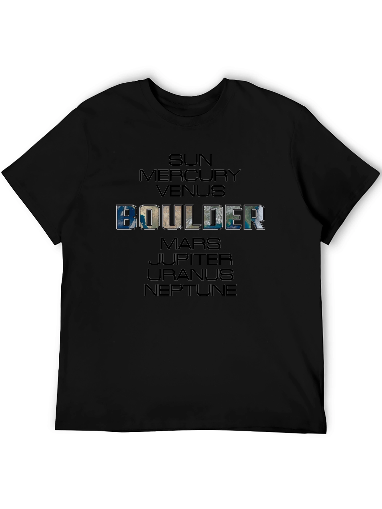 Boulder Planets Graphic Black T-Shirt