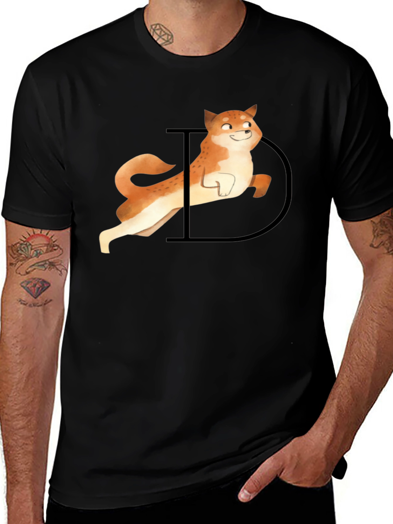 Doge Graphic Tee - Black Casual T-Shirt