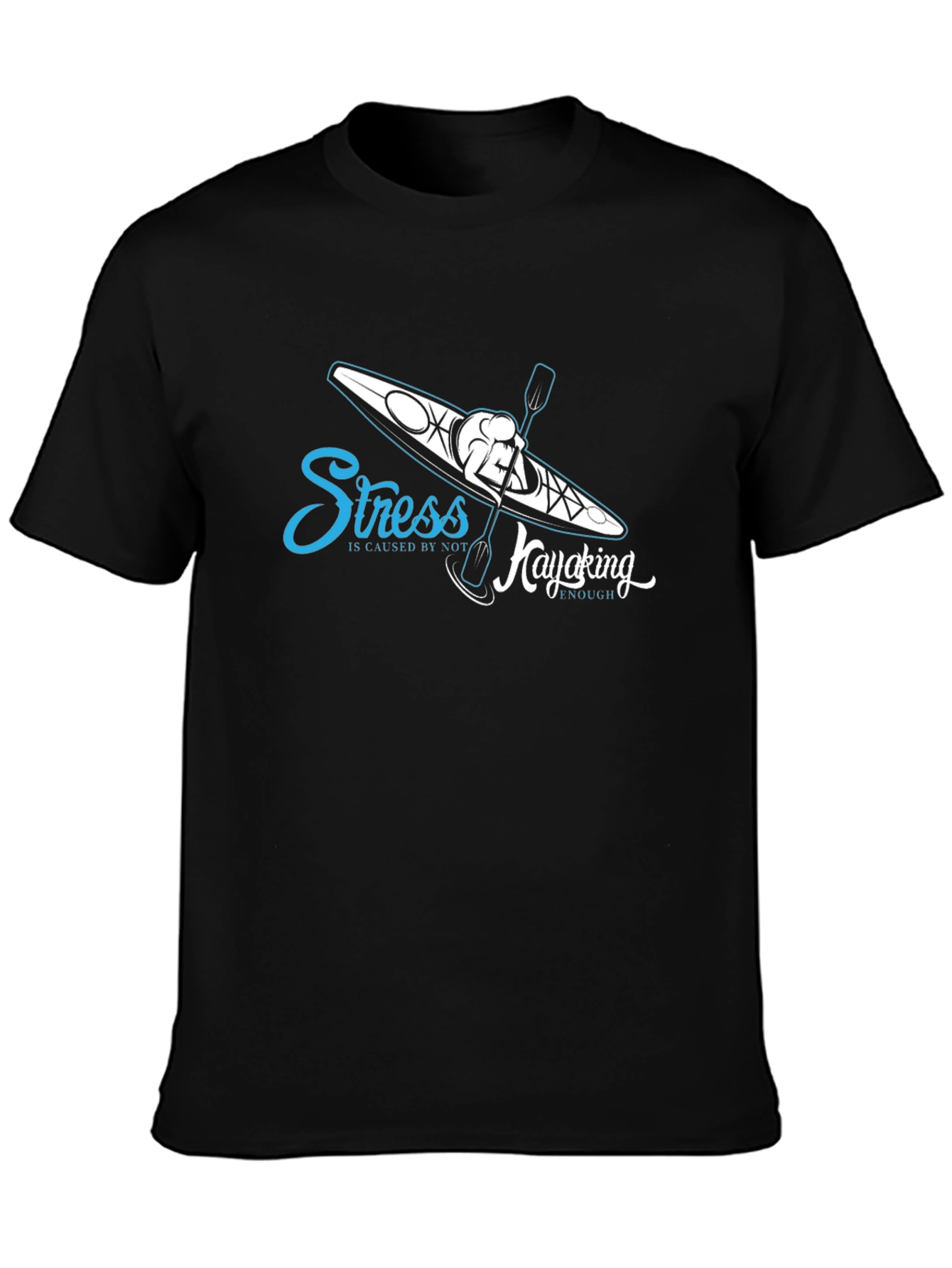 Stress Kayaking Graphic T-Shirt - Black Cotton Tee