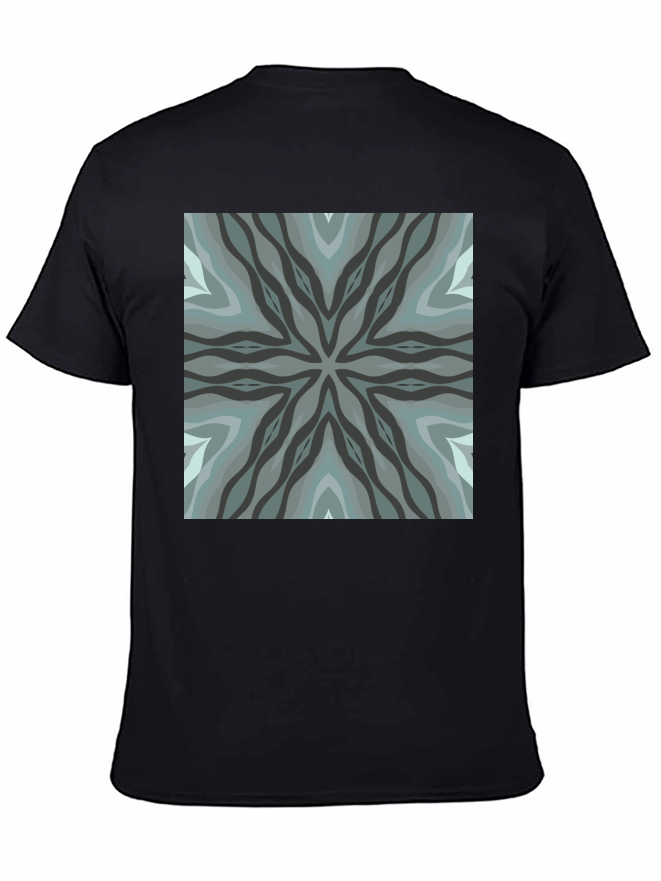 Geometric Pattern Black Crew Neck Tee