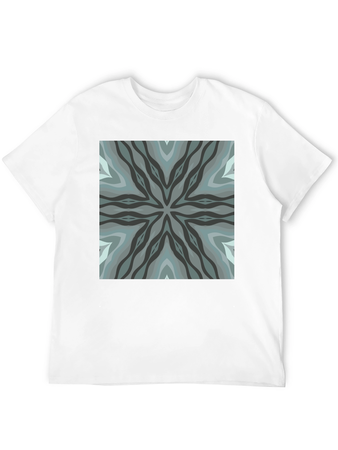Geometric Pattern Black Crew Neck Tee