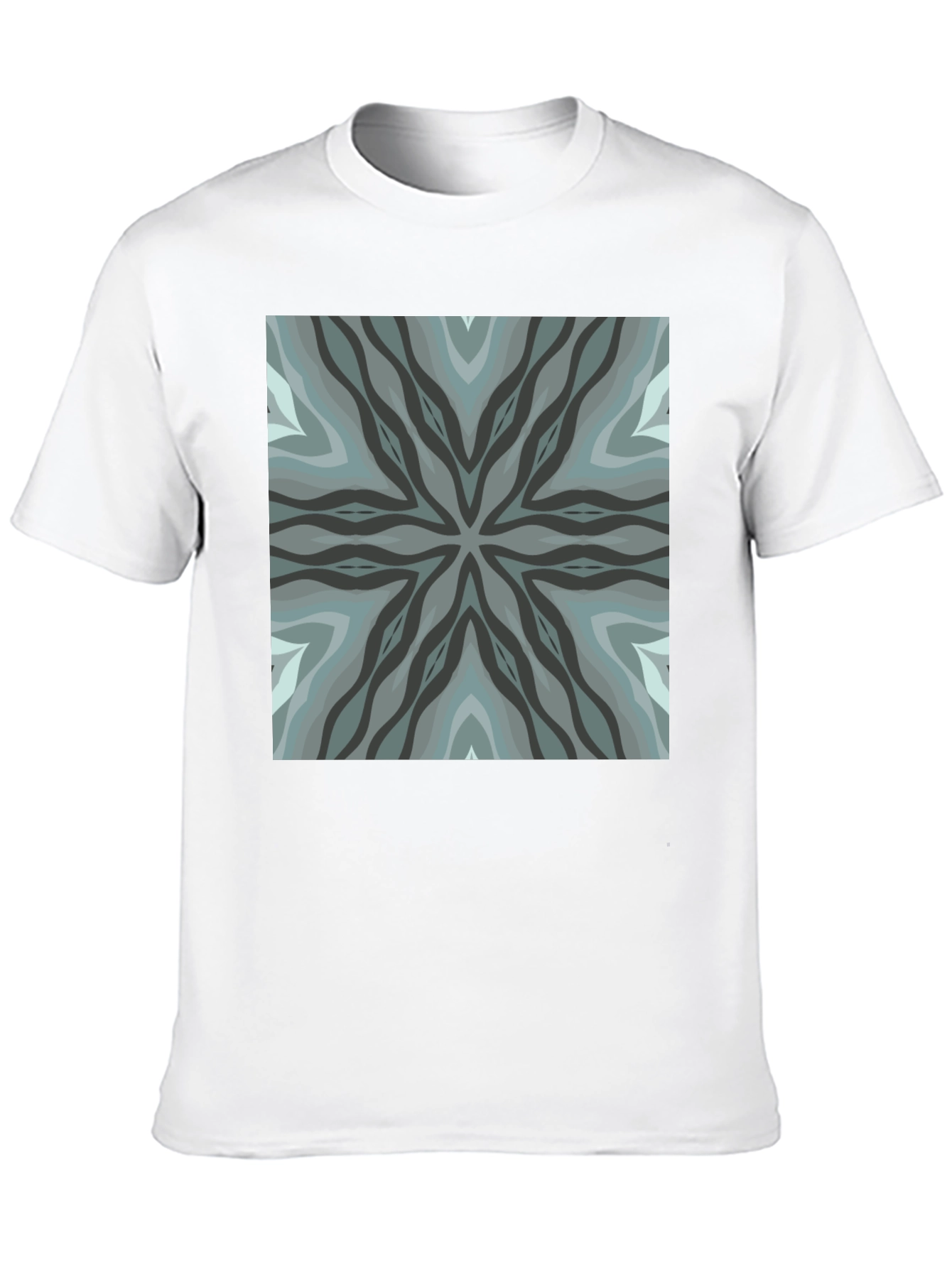 Geometric Pattern Black Crew Neck Tee