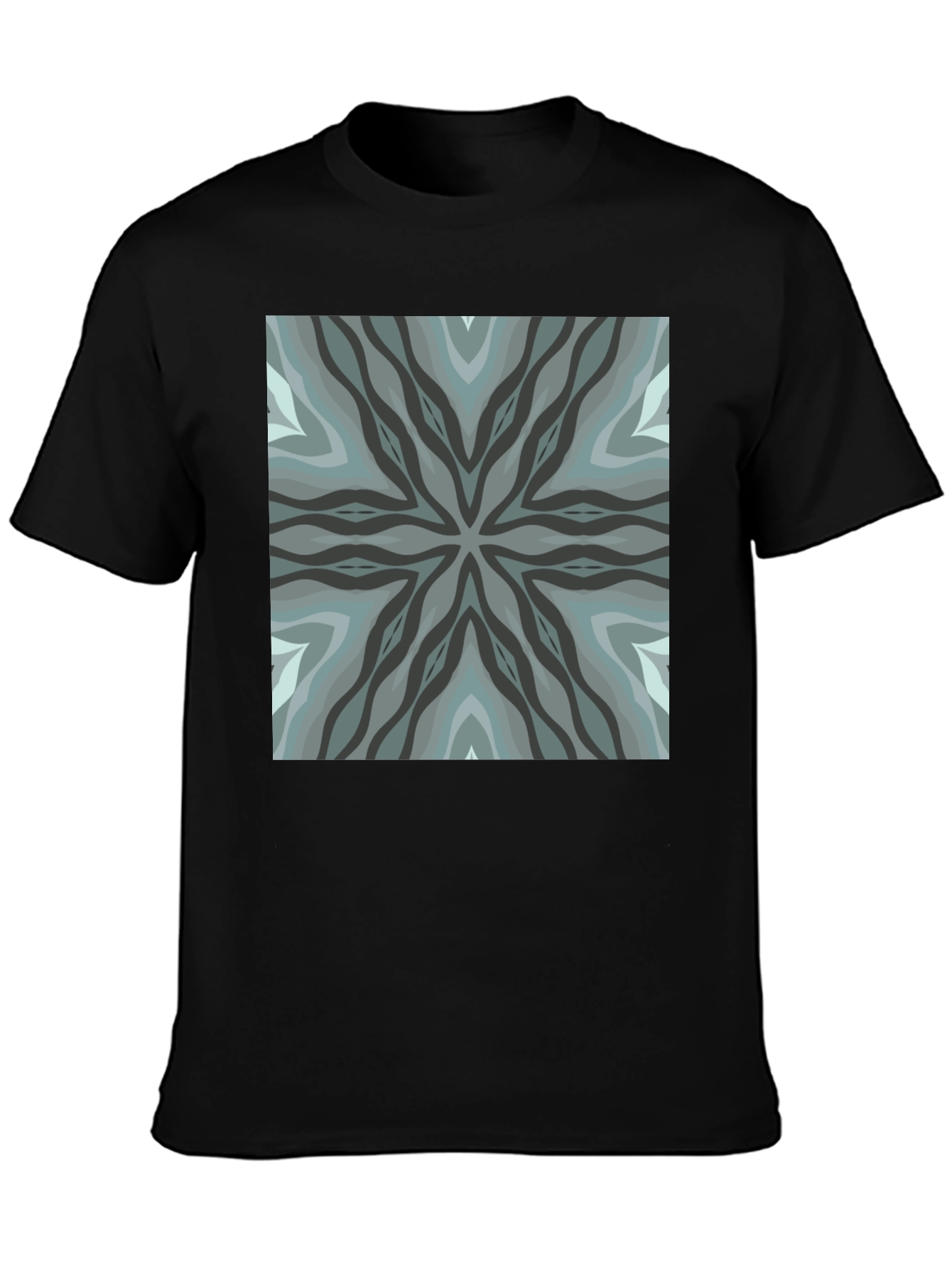 Geometric Pattern Black Crew Neck Tee