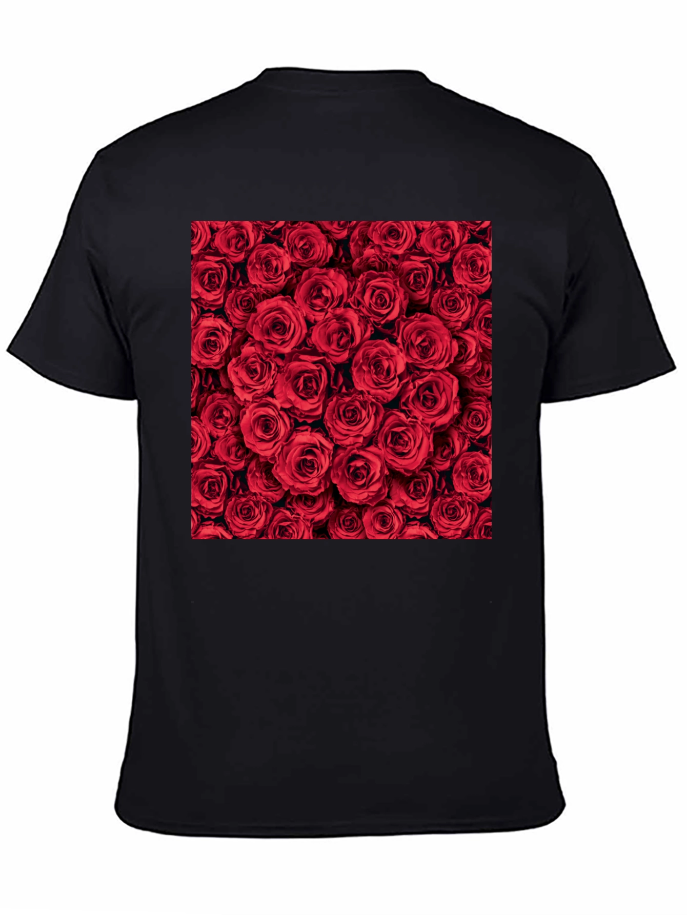Red Roses Floral Print Crew Neck T-Shirt