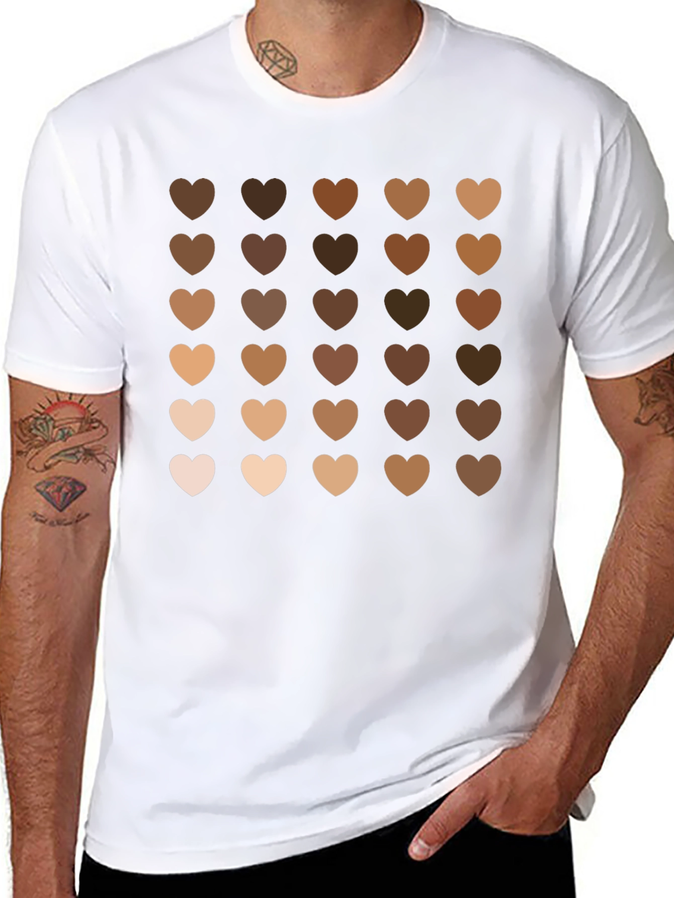 Diversity Hearts Graphic Black T-Shirt