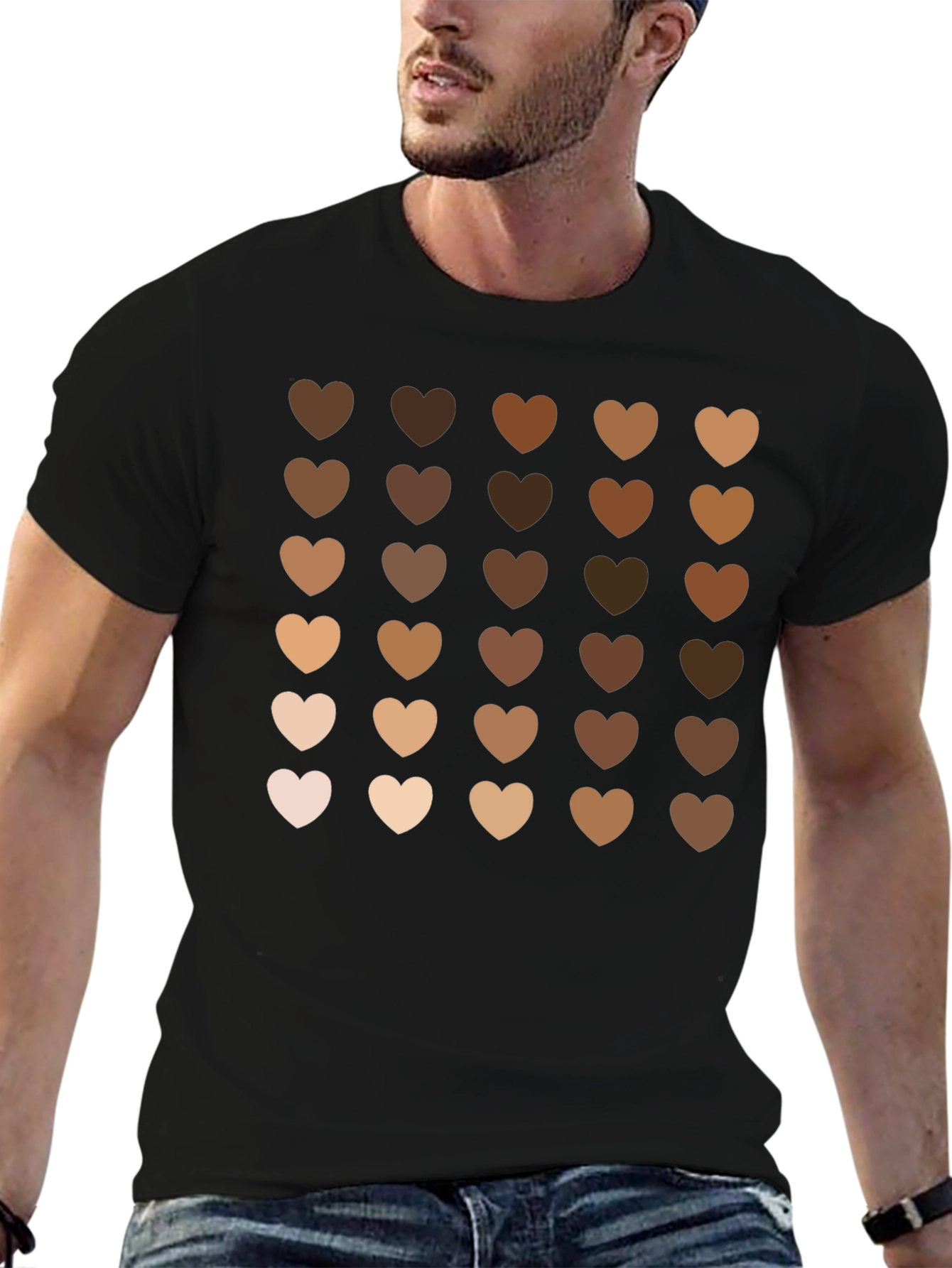Diversity Hearts Graphic Black T-Shirt