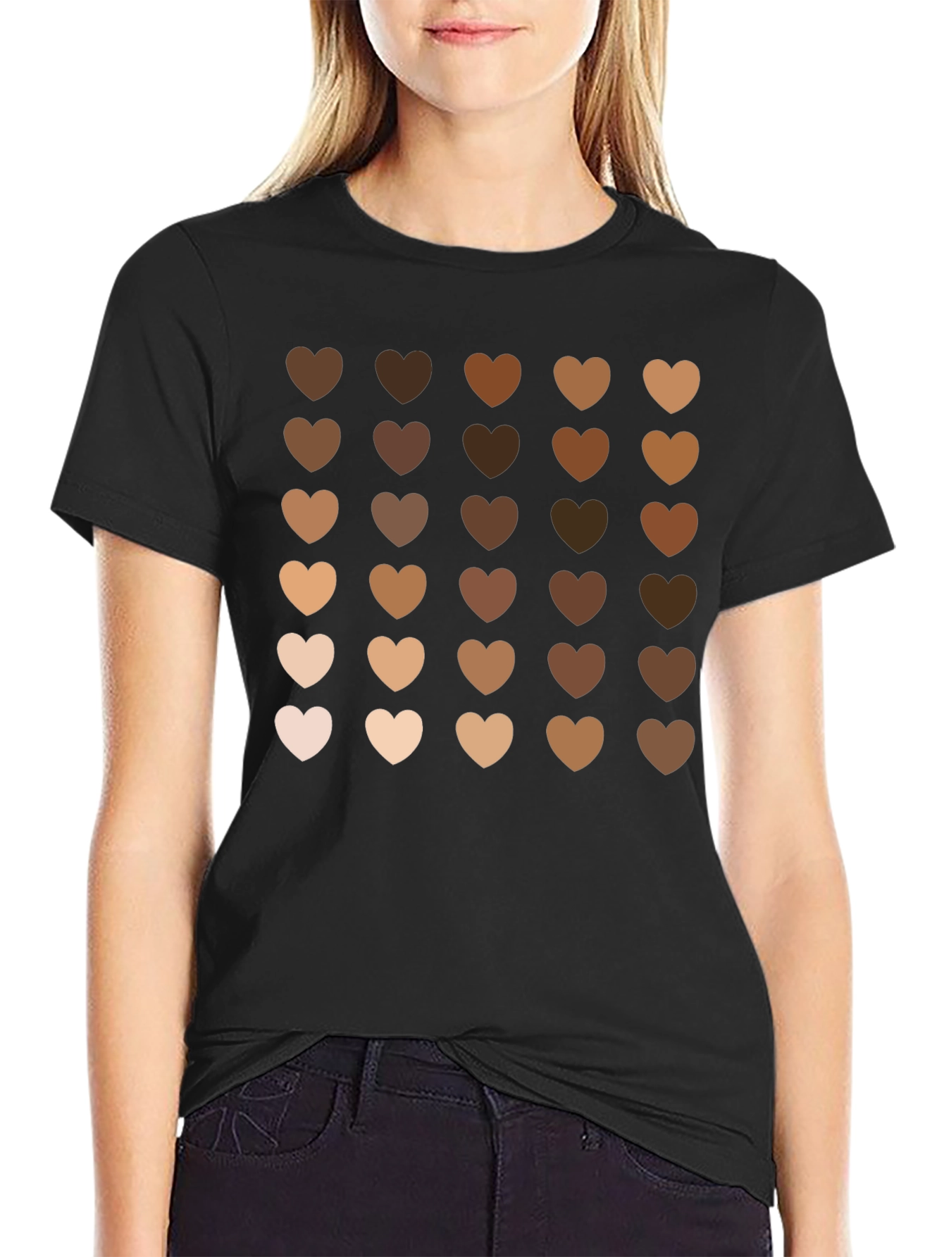 Diversity Hearts Graphic Black T-Shirt