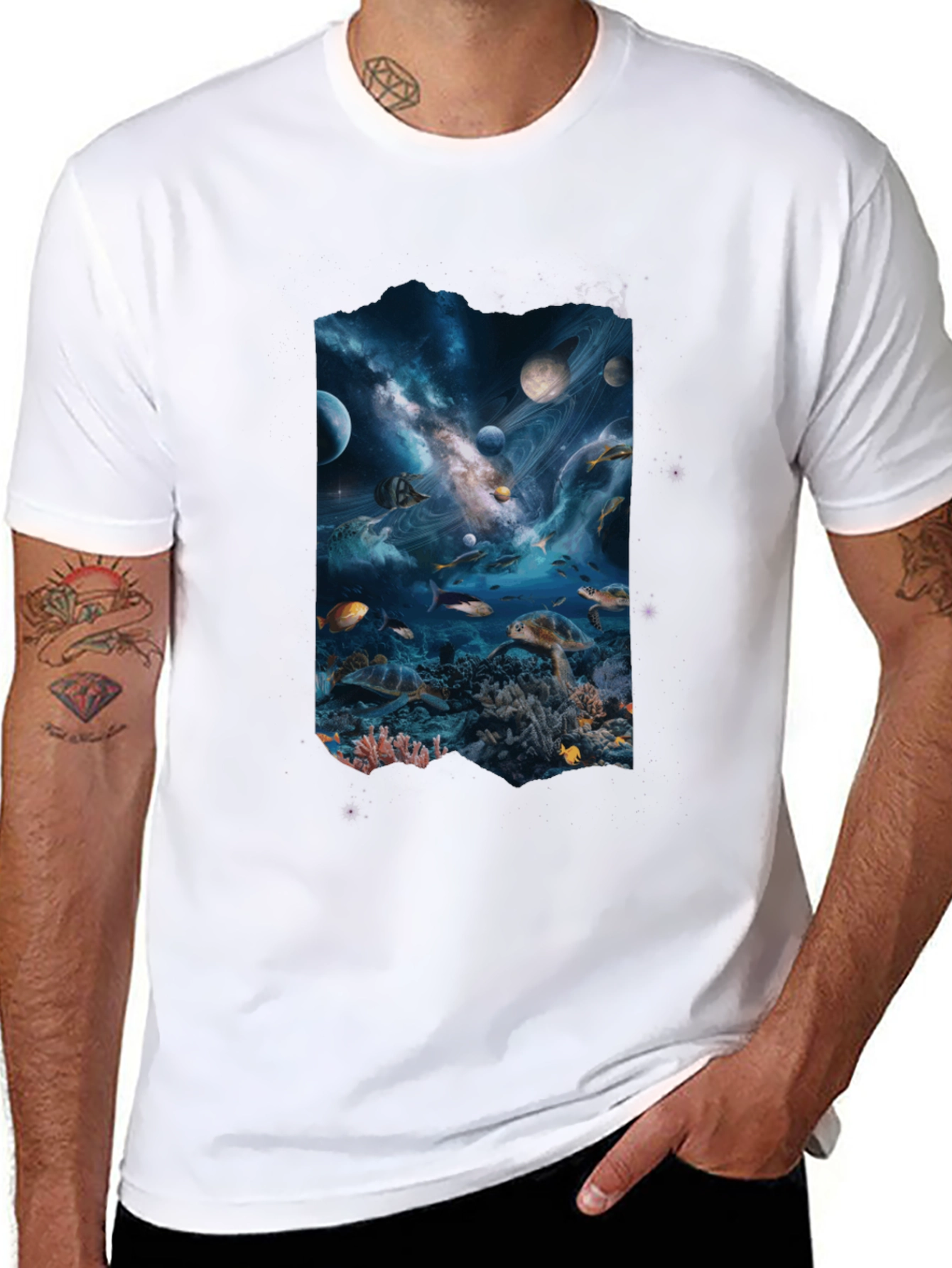 Space Meets Ocean Black Tee