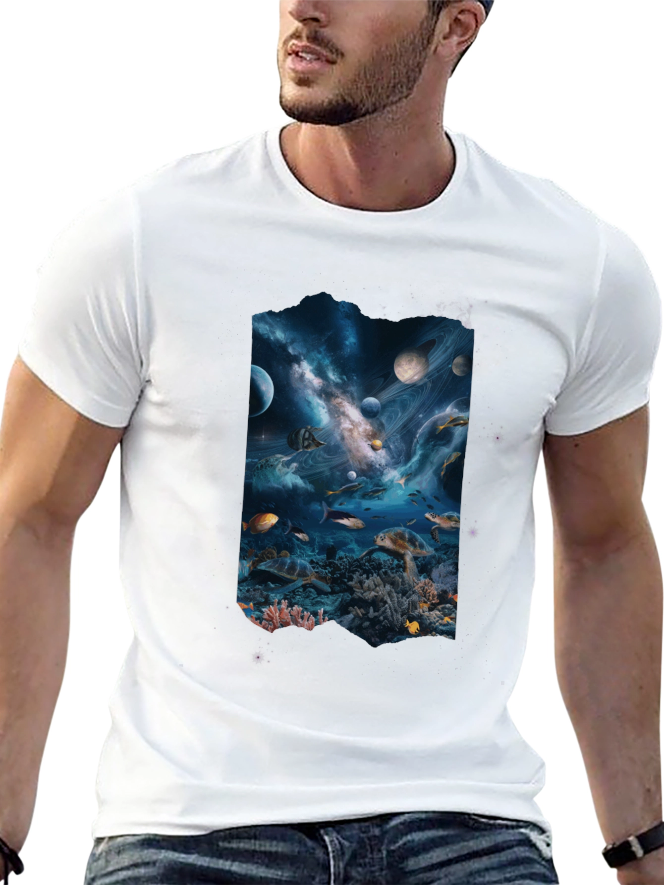 Space Meets Ocean Black Tee