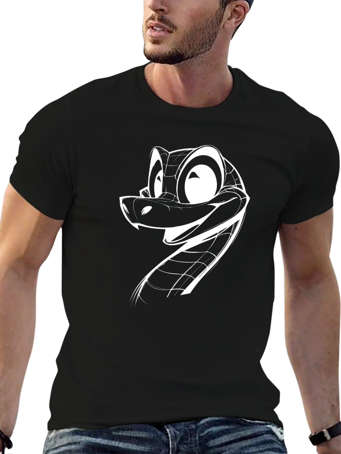 Cool Snake Graphic Black T-Shirt