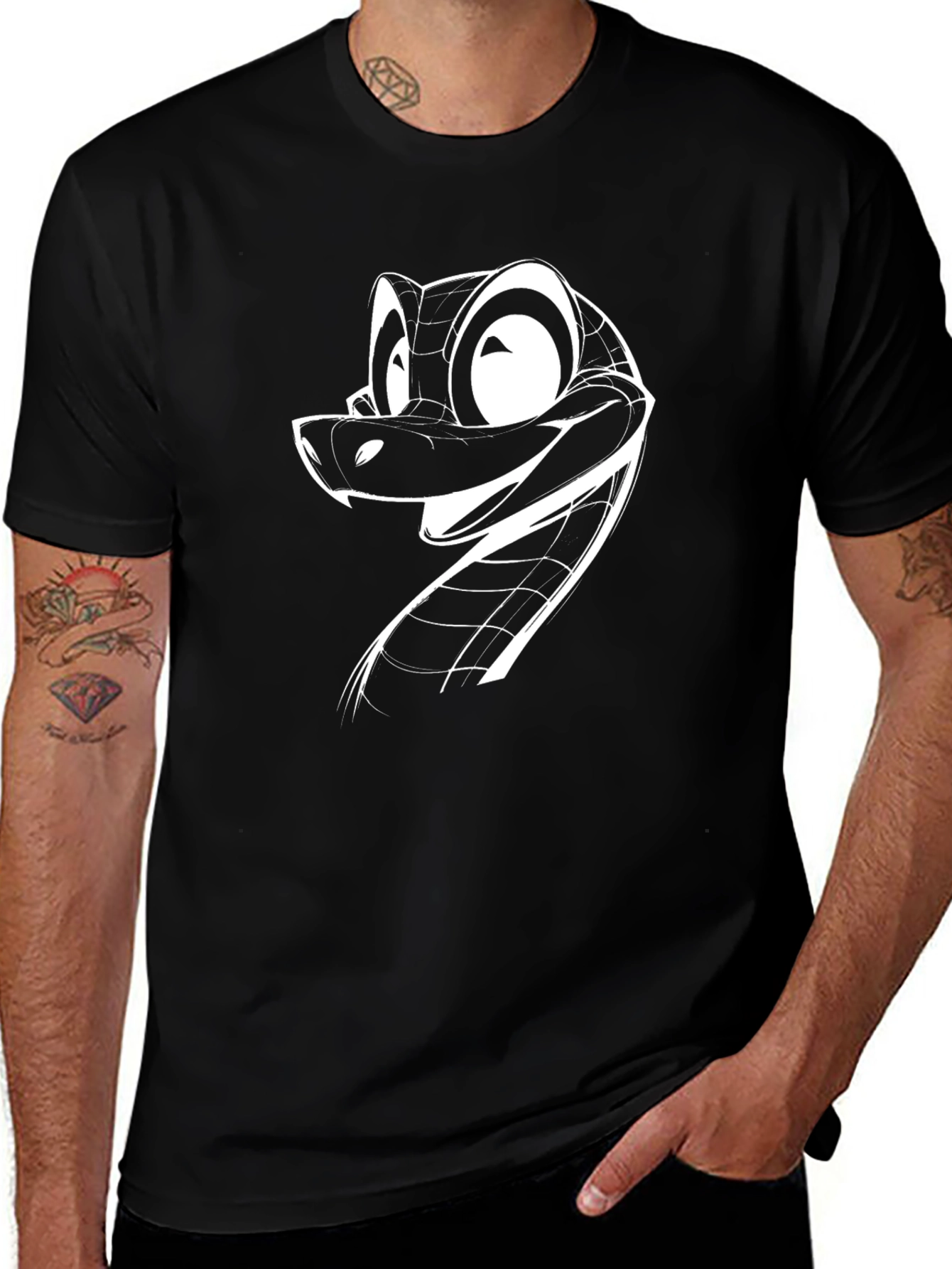 Cool Snake Graphic Black T-Shirt