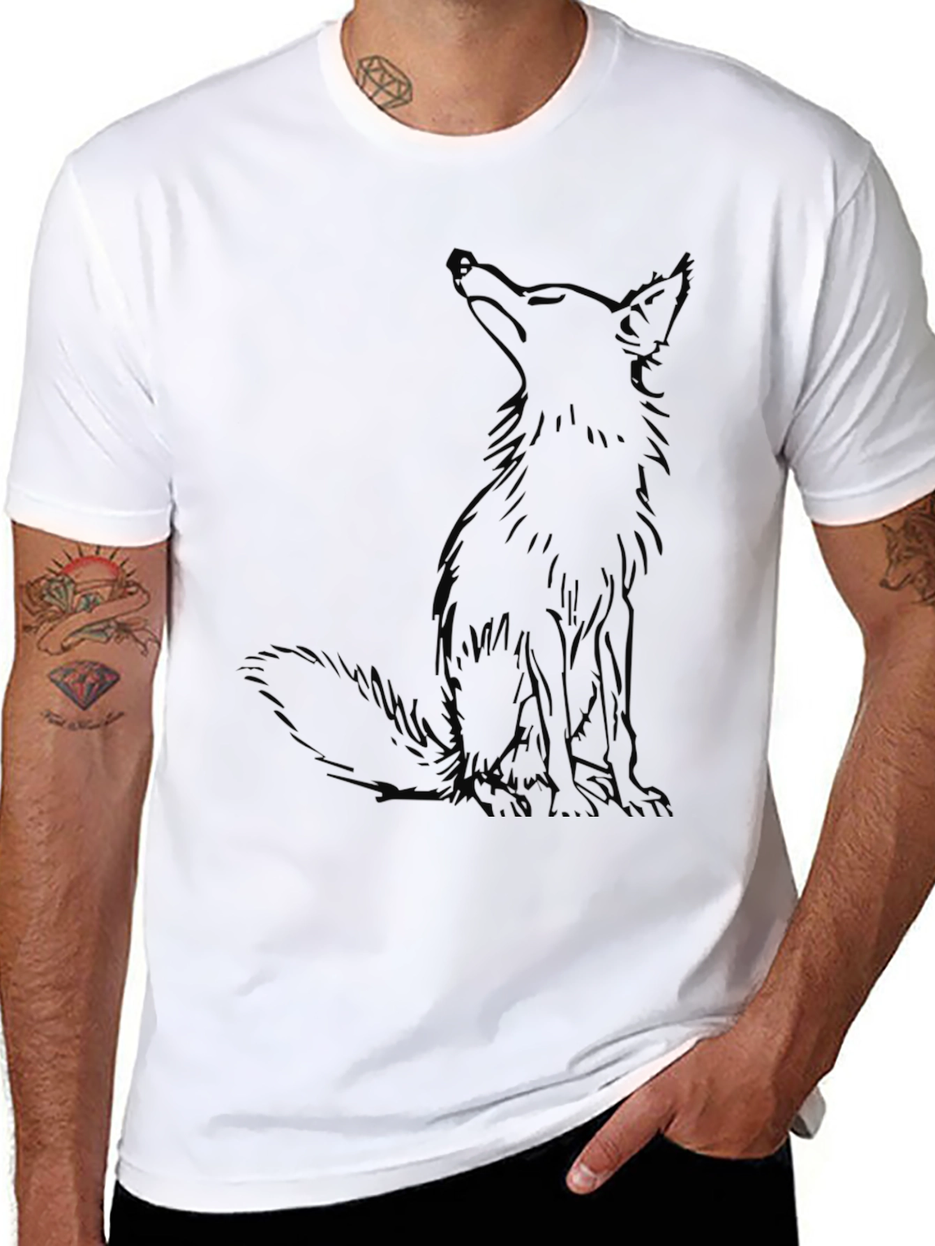 Mens Black Fox Graphic T-Shirt - Casual Style