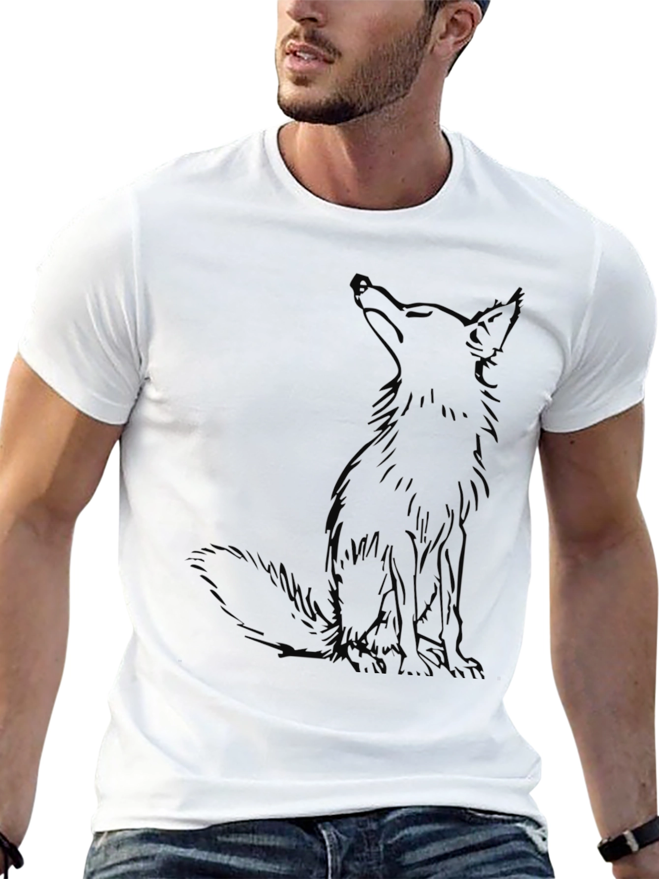 Mens Black Fox Graphic T-Shirt - Casual Style