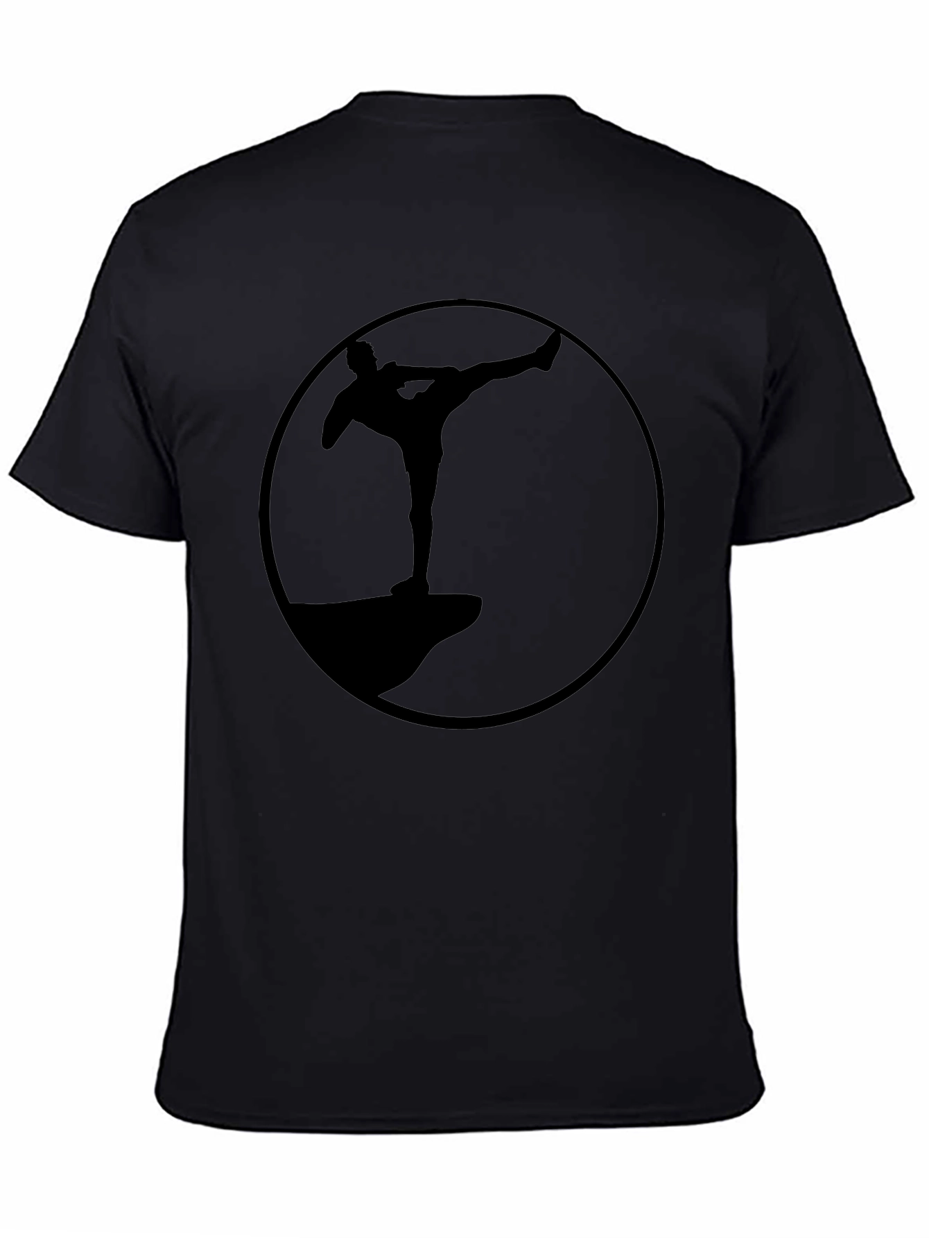 Silhouette Martial Arts Round Graphic Black T-Shirt