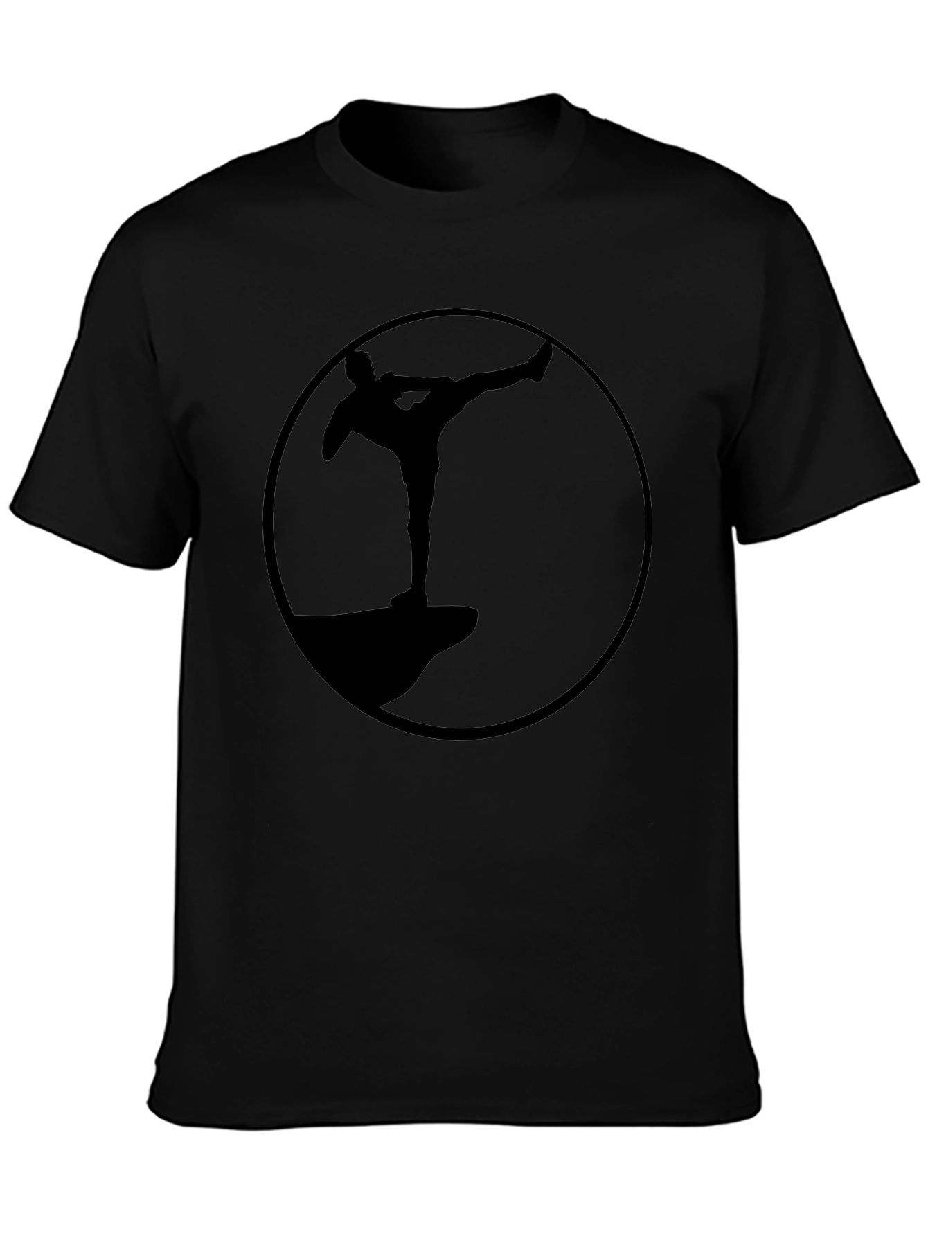 Silhouette Martial Arts Round Graphic Black T-Shirt