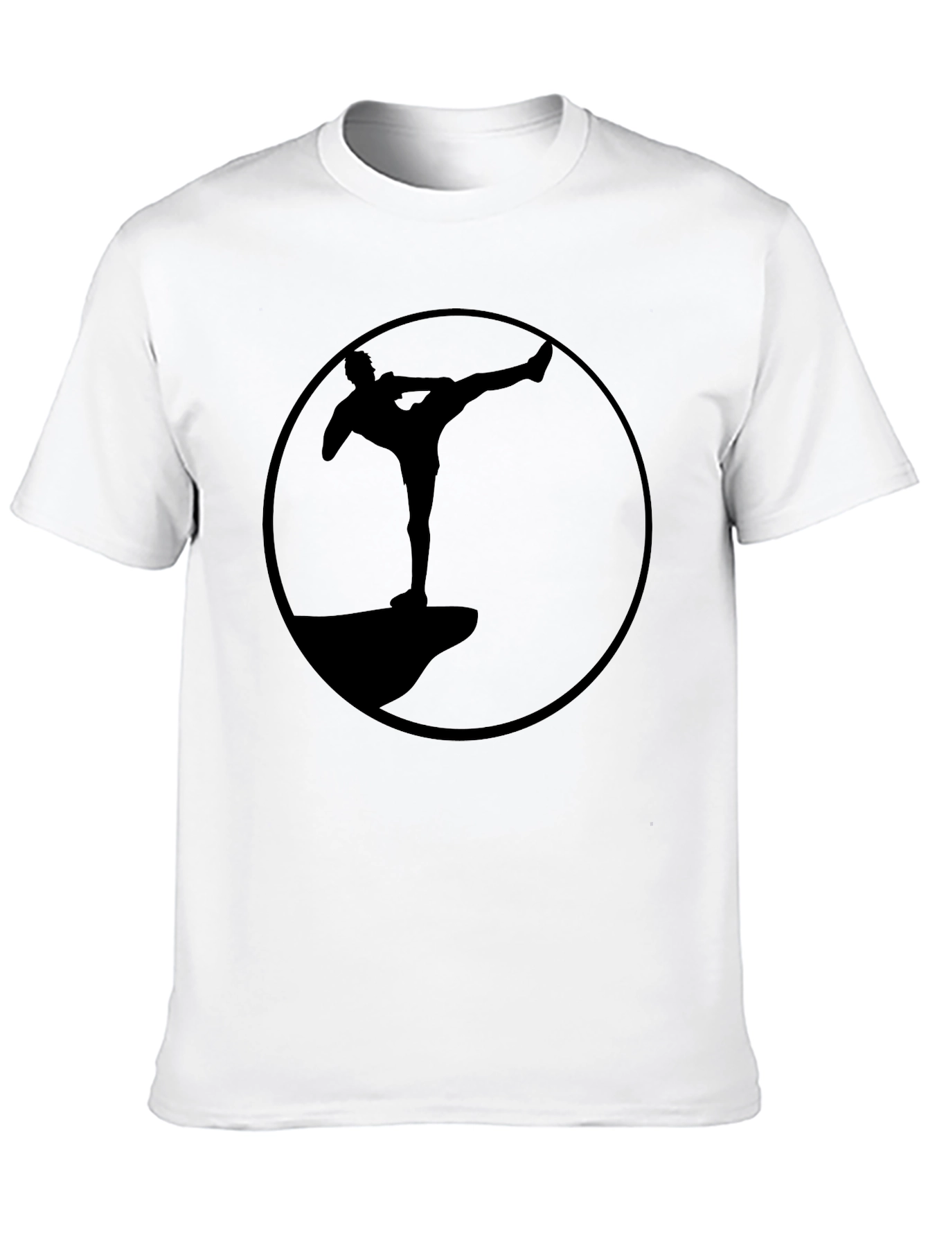Silhouette Martial Arts Round Graphic Black T-Shirt