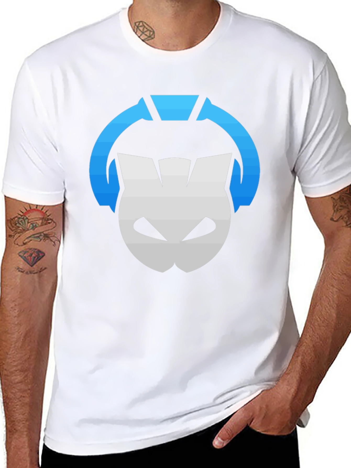 DJ Cat Graphic Tee - Black Cotton T-Shirt