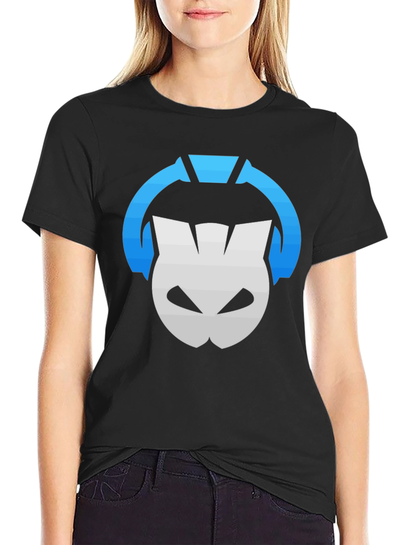 DJ Cat Graphic Tee - Black Cotton T-Shirt