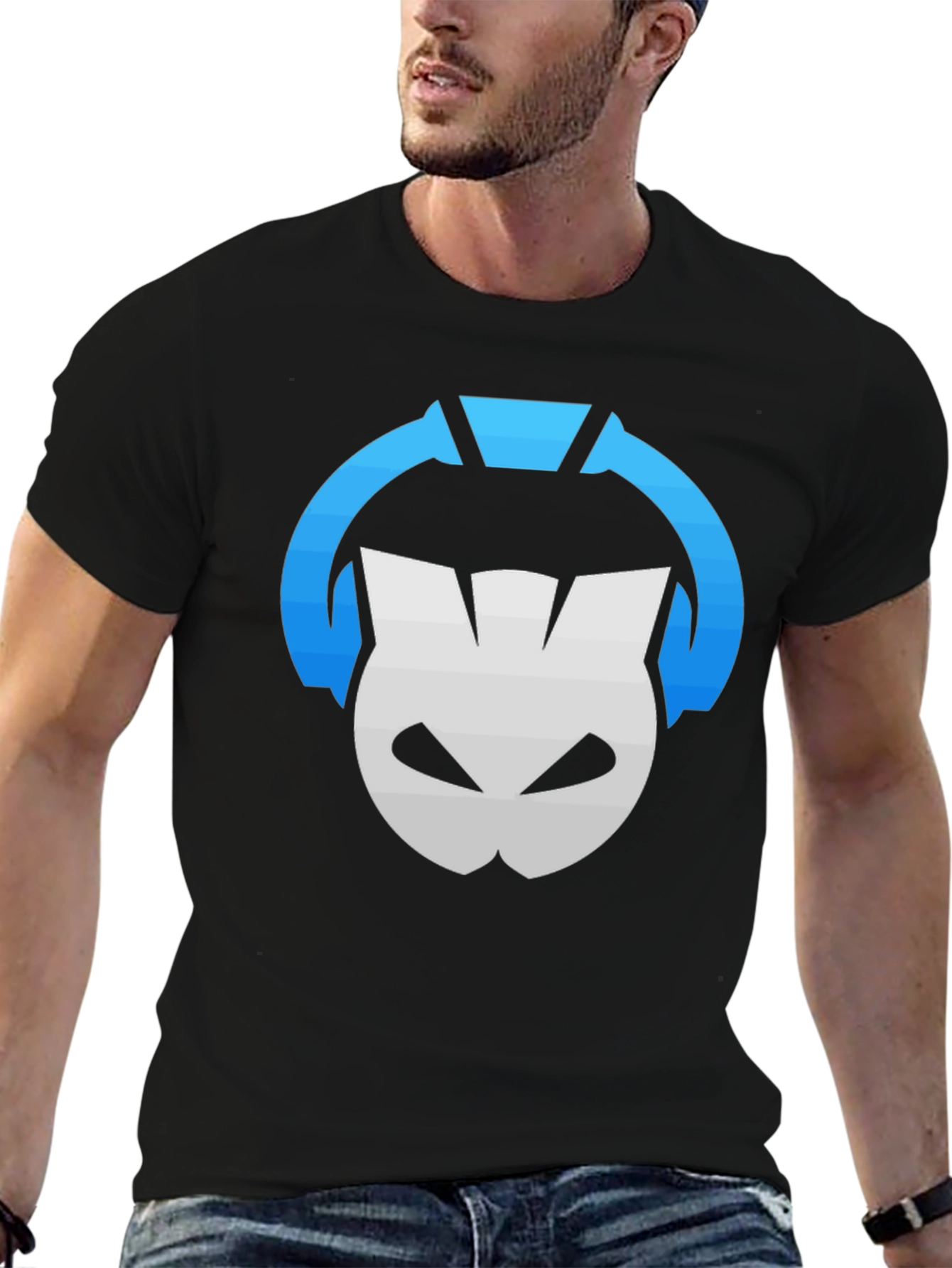 DJ Cat Graphic Tee - Black Cotton T-Shirt
