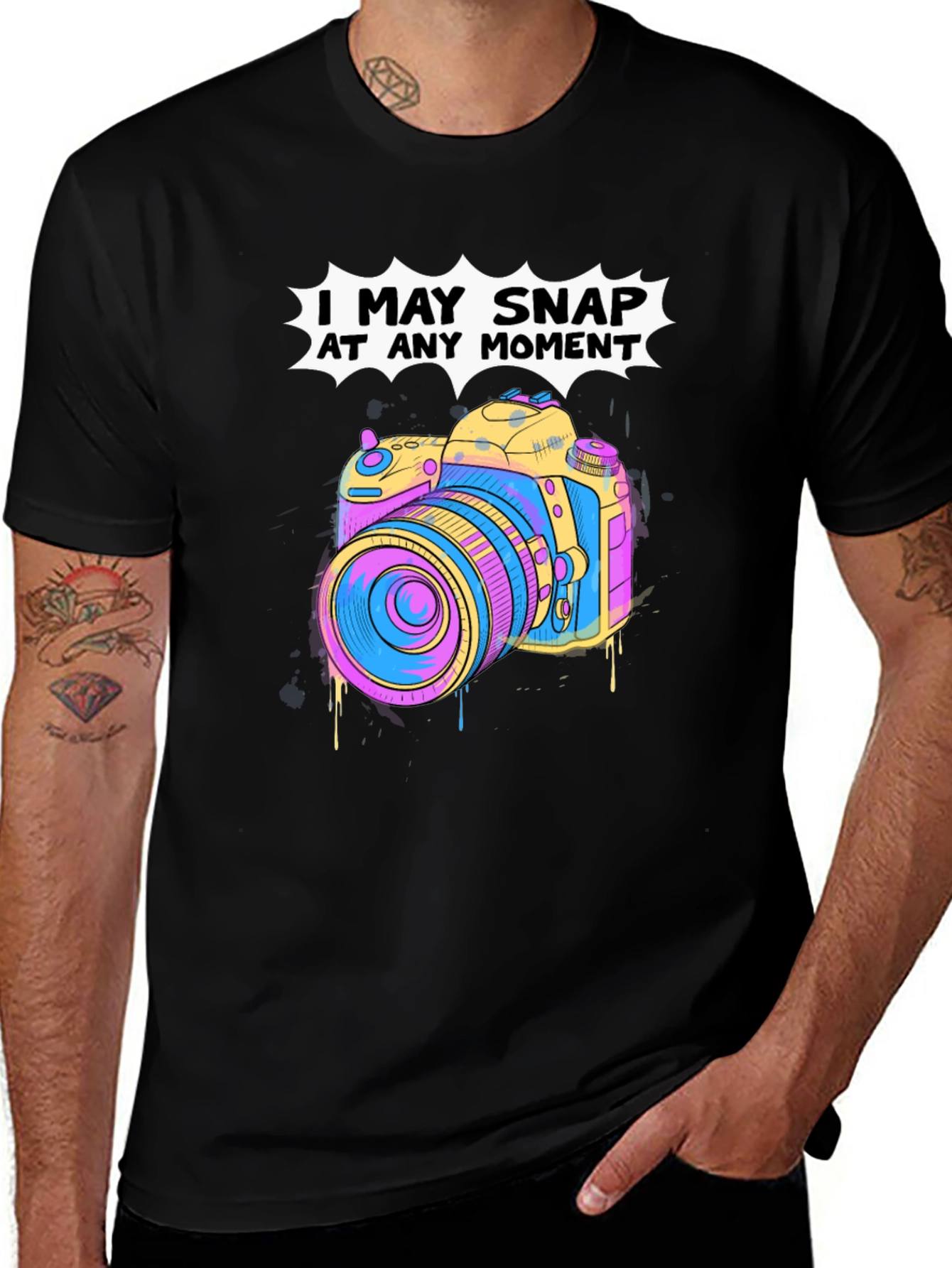Snap At Any Moment Camera Graphic T-Shirt