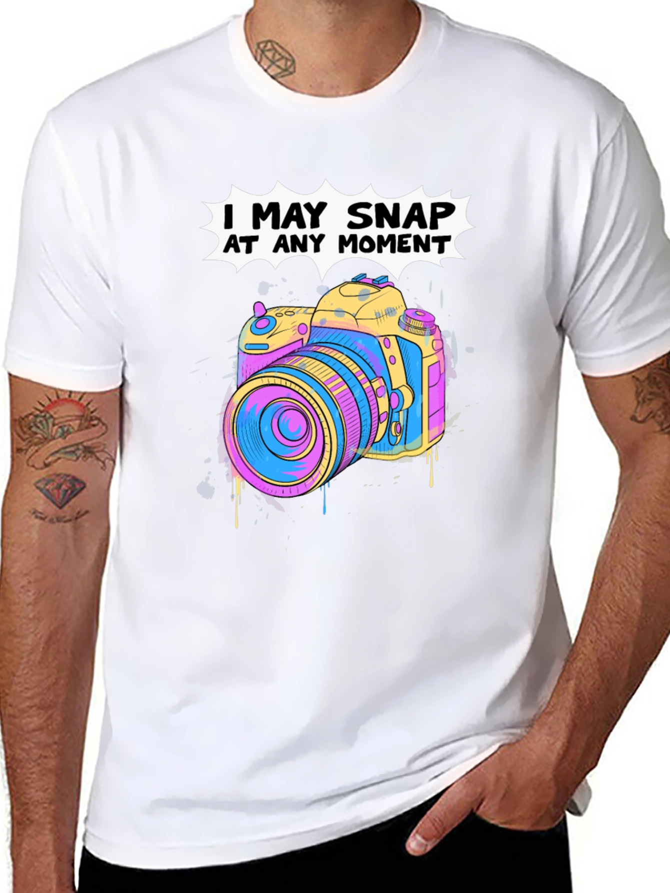 Snap At Any Moment Camera Graphic T-Shirt