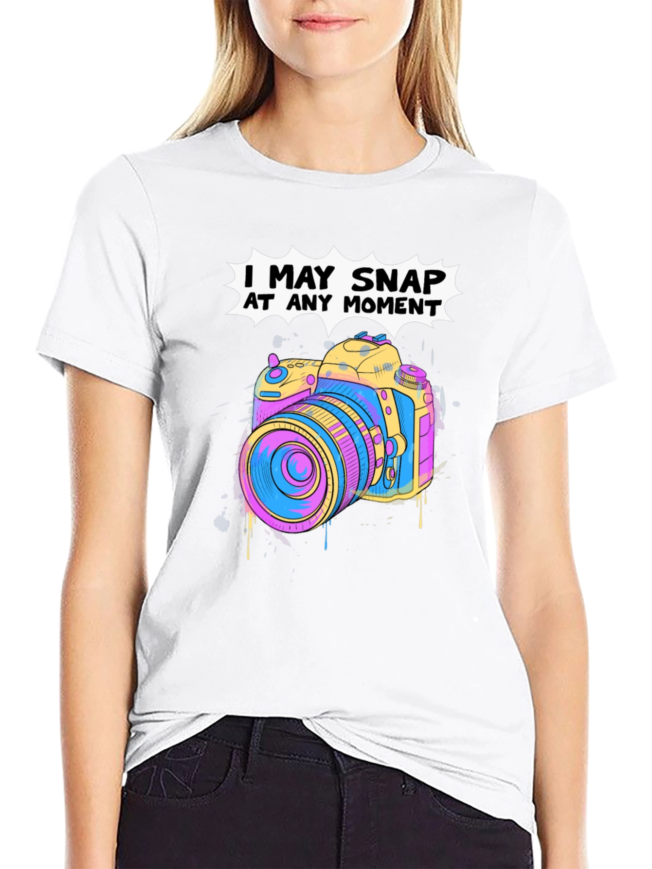 Snap At Any Moment Camera Graphic T-Shirt
