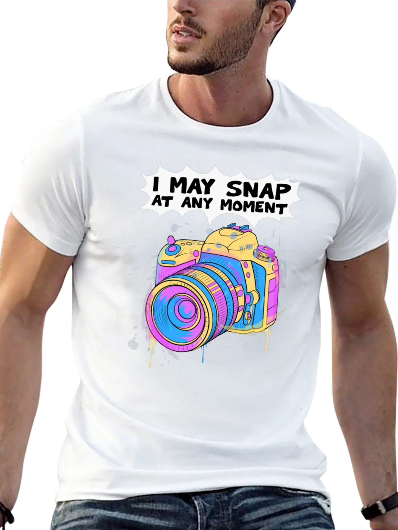 Snap At Any Moment Camera Graphic T-Shirt