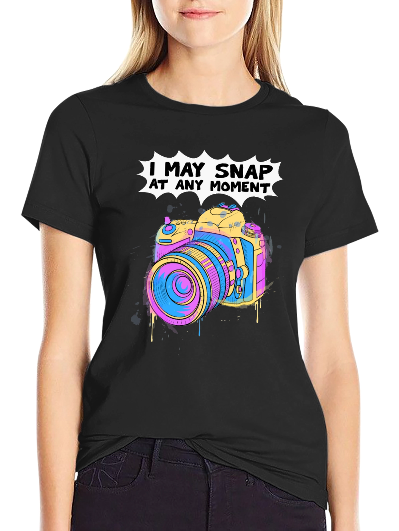 Snap At Any Moment Camera Graphic T-Shirt