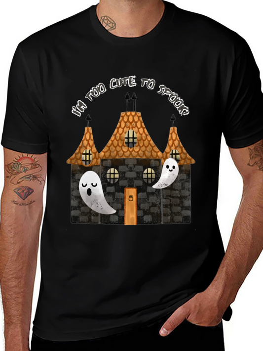 Cute Halloween Ghost House Graphic Tee