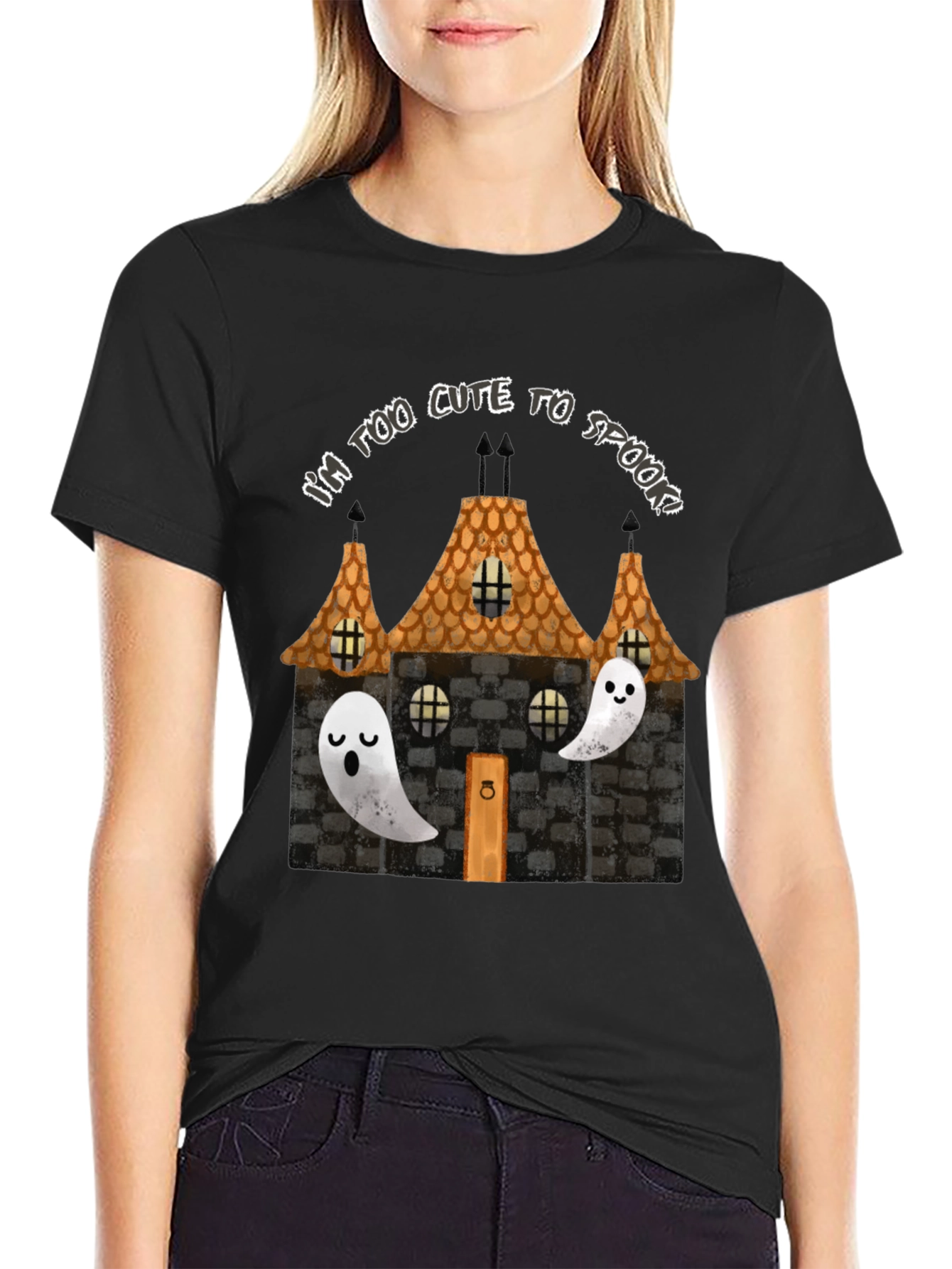 Cute Halloween Ghost House Graphic Tee