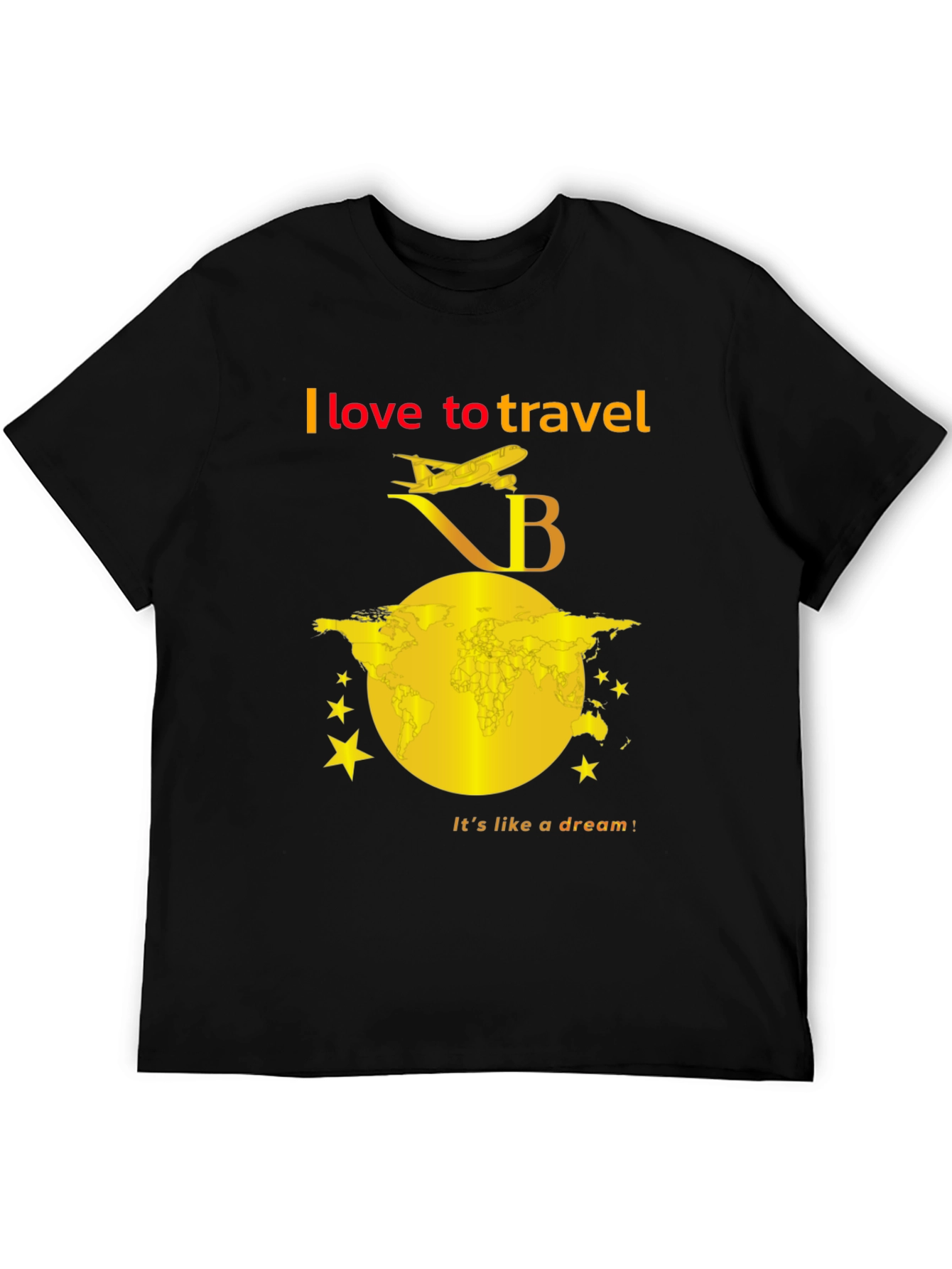 I Love To Travel Black T-Shirt