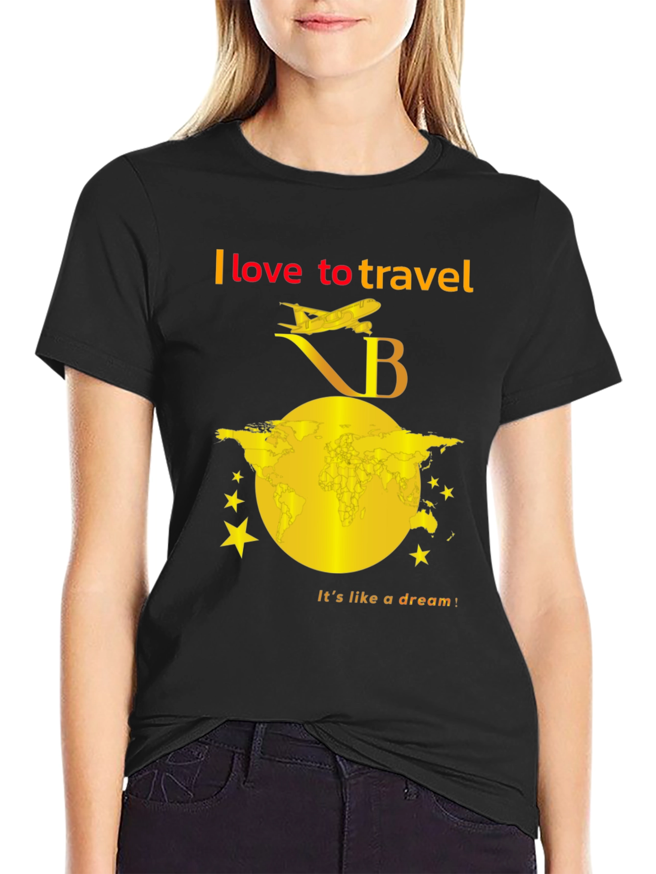 I Love To Travel Black T-Shirt