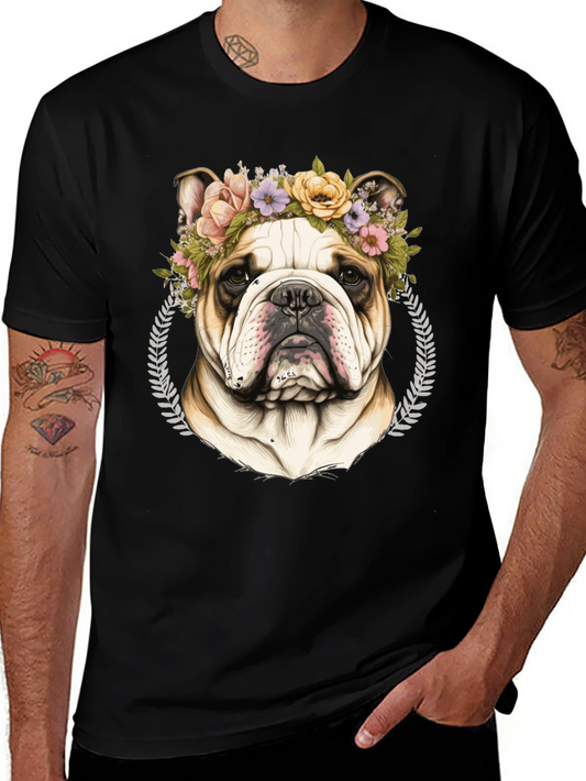 Bulldog Floral Crown Graphic Tee