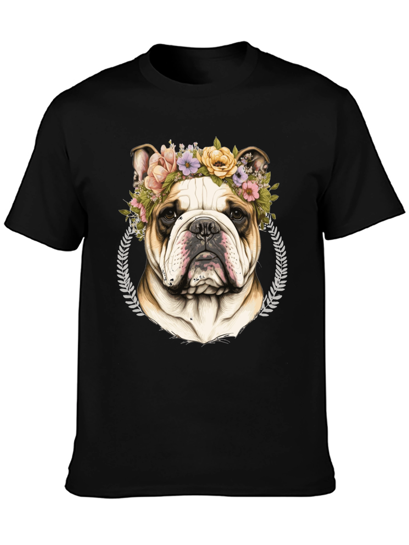Bulldog Floral Crown Graphic Tee