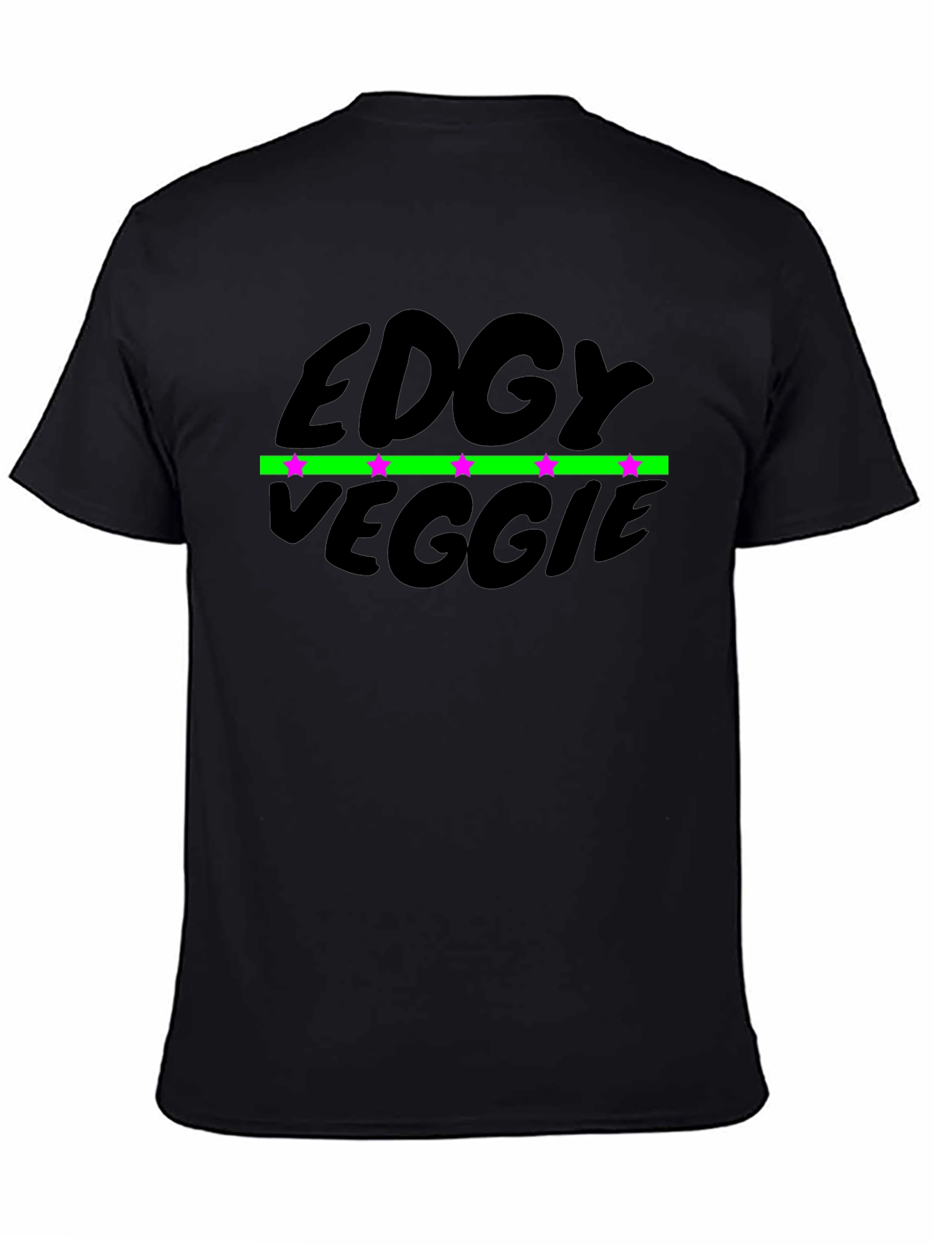 Edgy Veggie Graphic T-Shirt - Black Cotton Blend