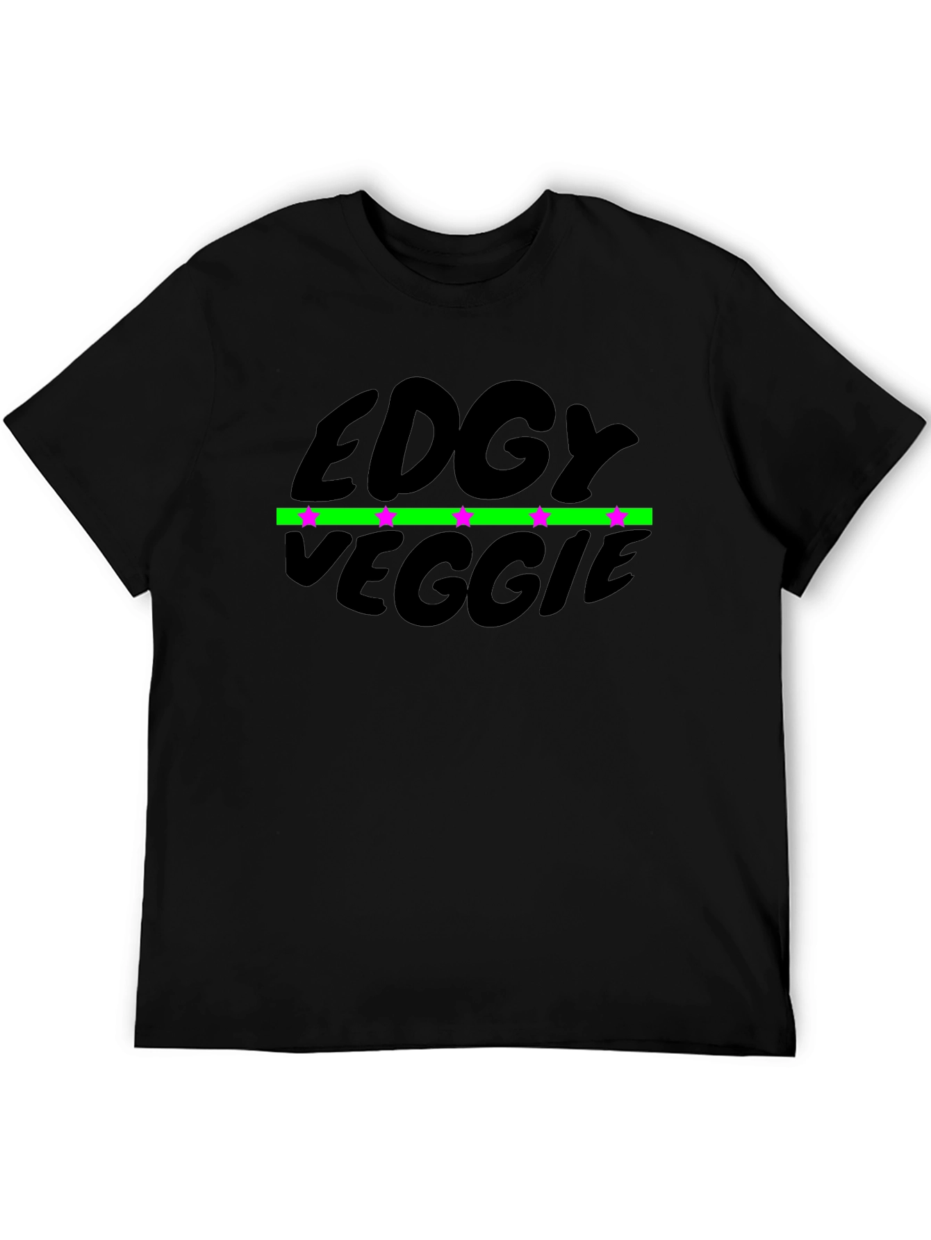 Edgy Veggie Graphic T-Shirt - Black Cotton Blend