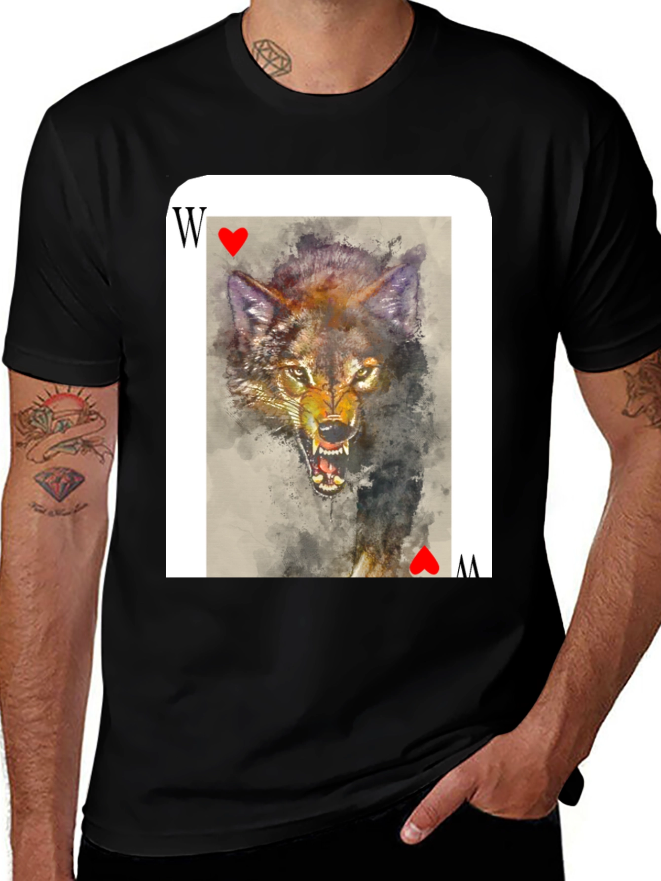 Wolf Card T-Shirt - Unique Animal Graphic Tee