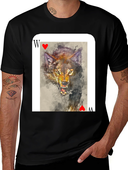Wolf Card T-Shirt - Unique Animal Graphic Tee