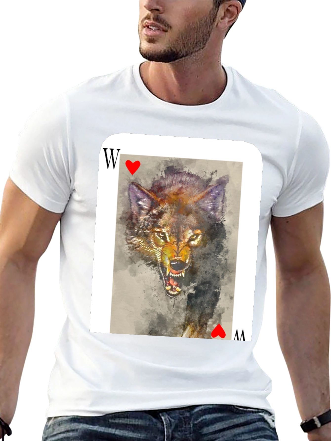 Wolf Card T-Shirt - Unique Animal Graphic Tee