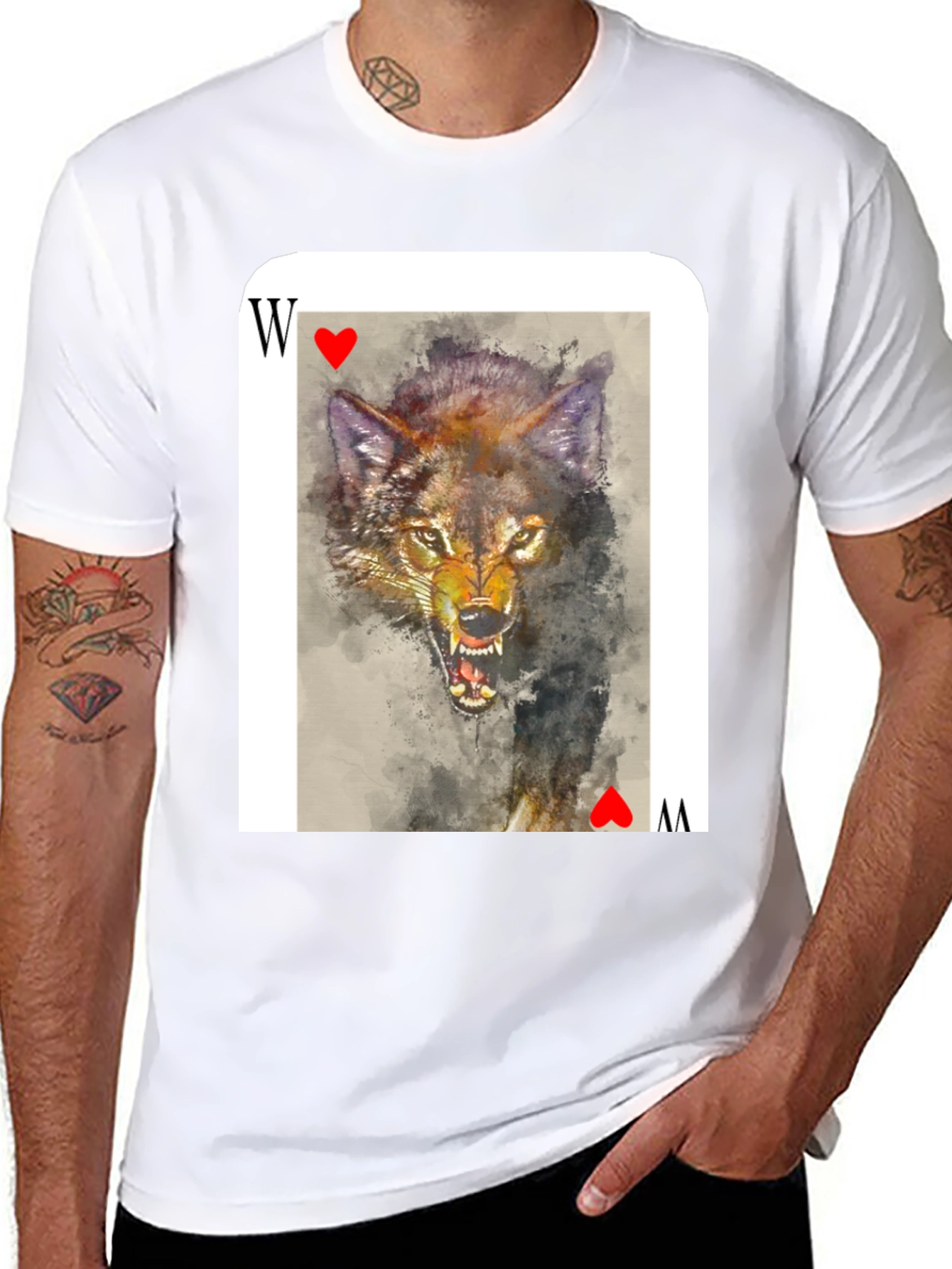 Wolf Card T-Shirt - Unique Animal Graphic Tee