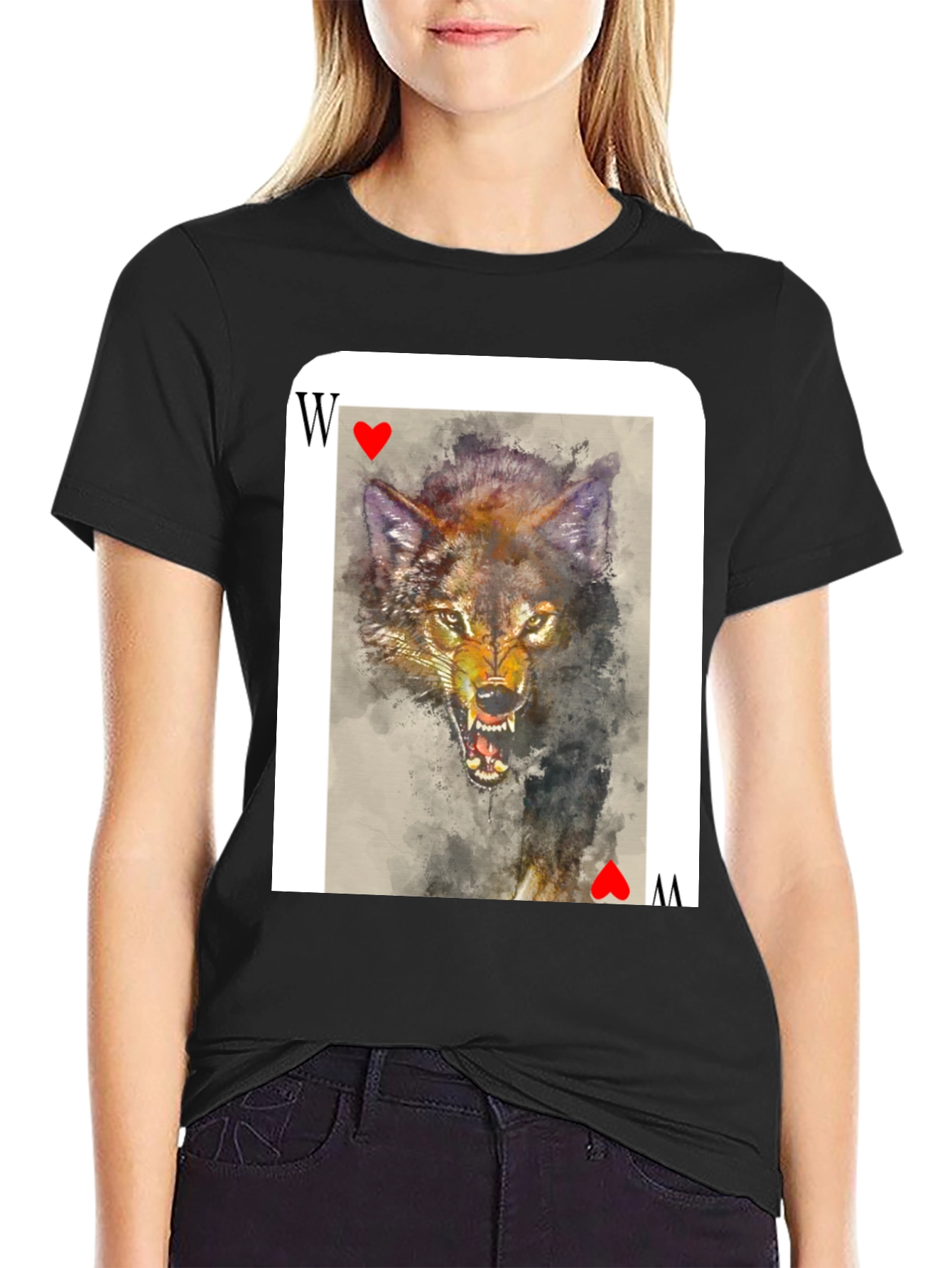 Wolf Card T-Shirt - Unique Animal Graphic Tee