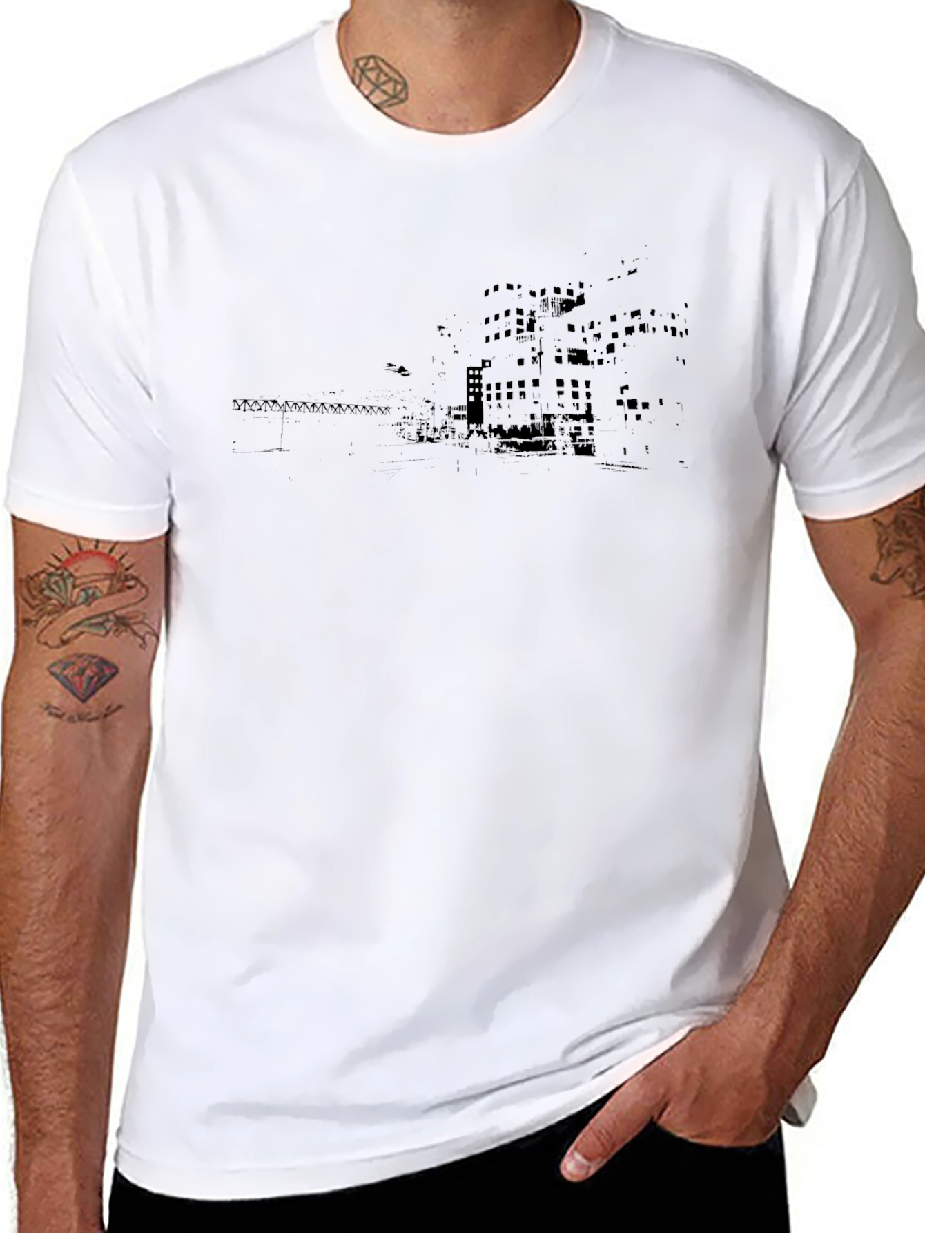 Urban Landscape Graphic Tee - Soft Cotton Crew Neck