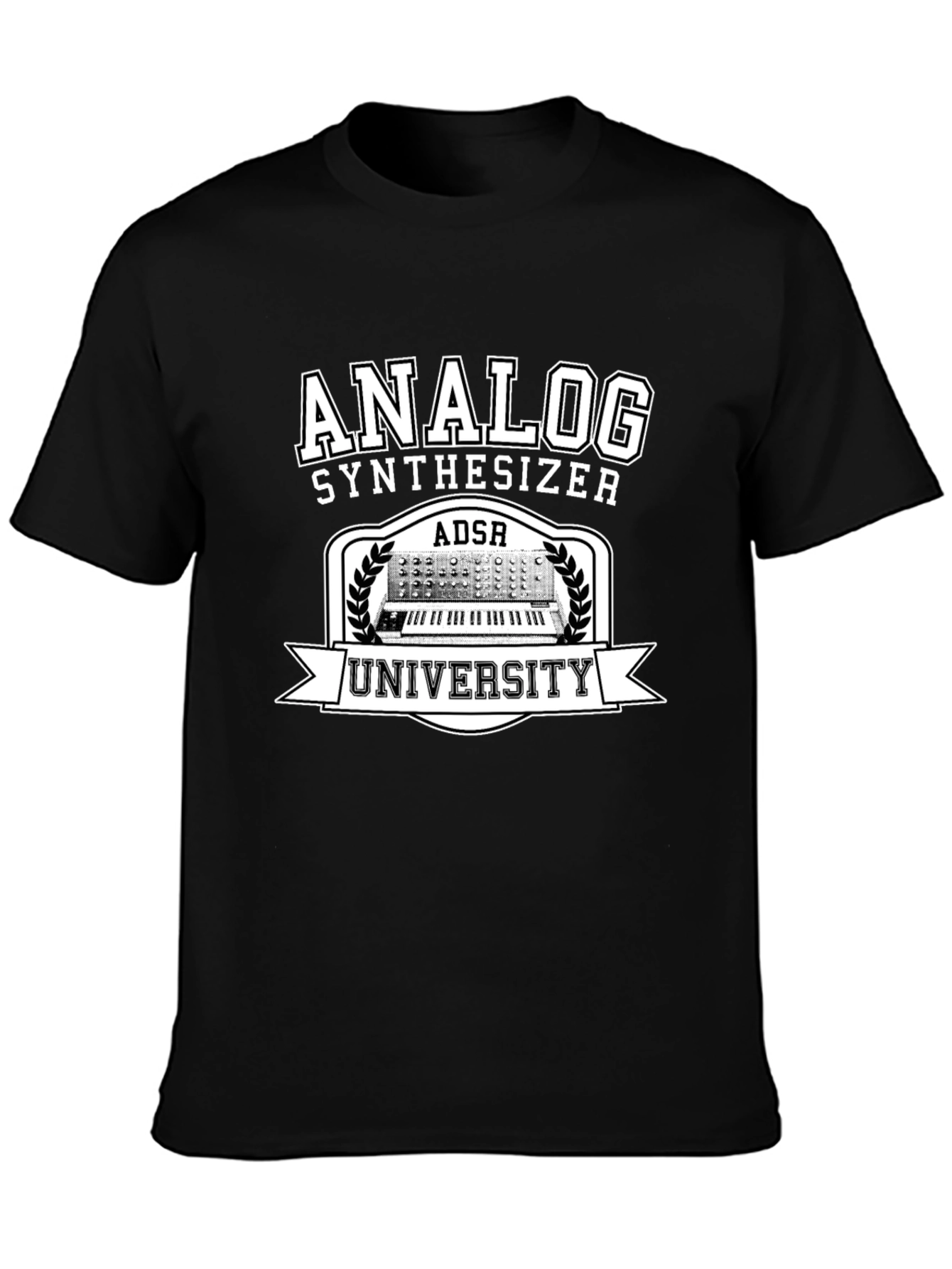 Analog Synthesizer University Black Graphic T-Shirt