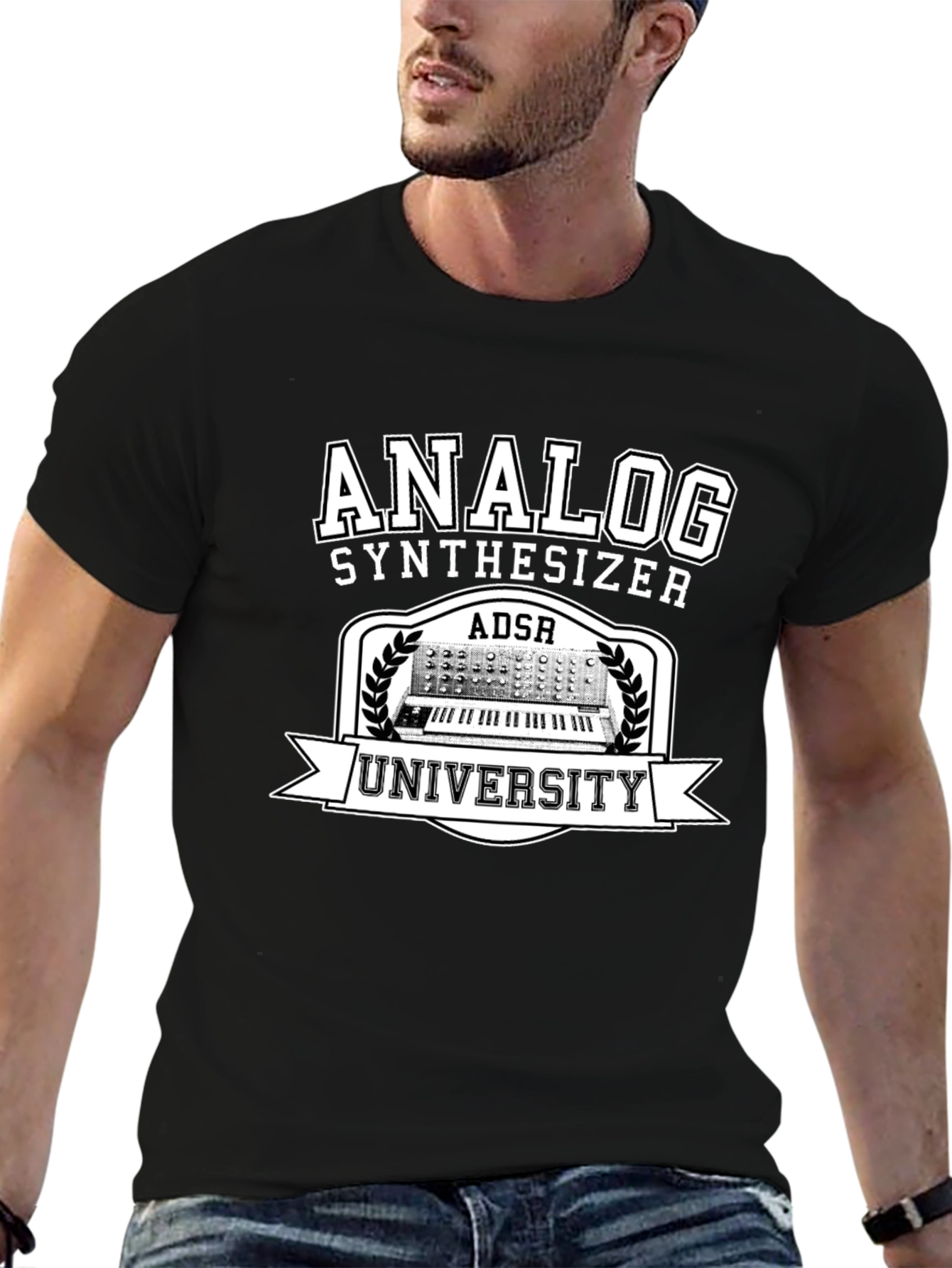 Analog Synthesizer University Black Graphic T-Shirt