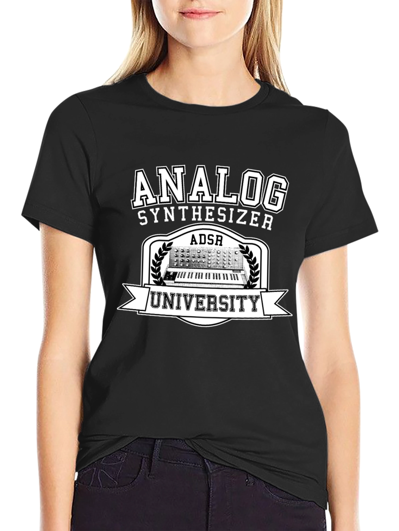 Analog Synthesizer University Black Graphic T-Shirt
