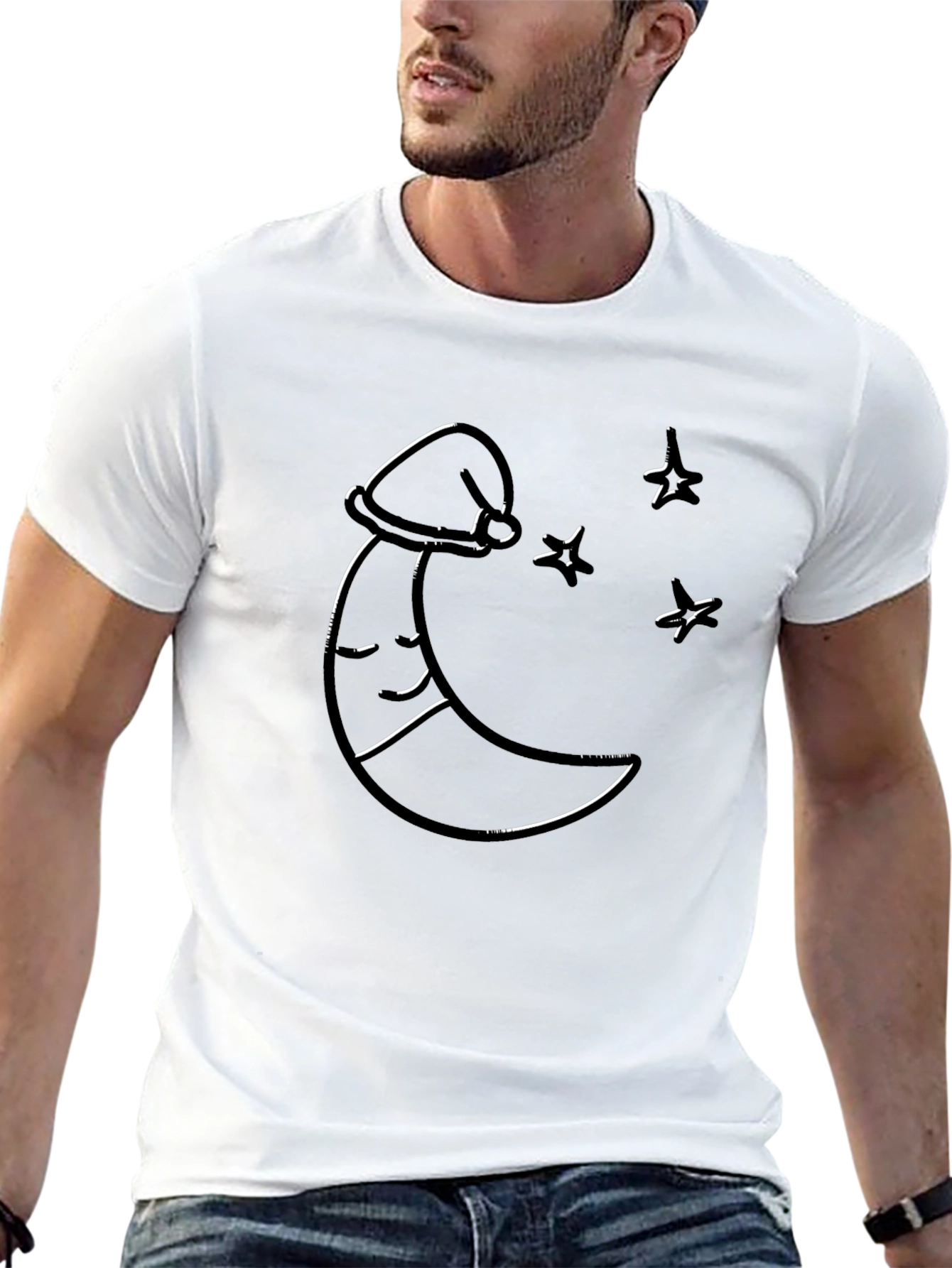 Dreamy Moon & Stars Black T-Shirt