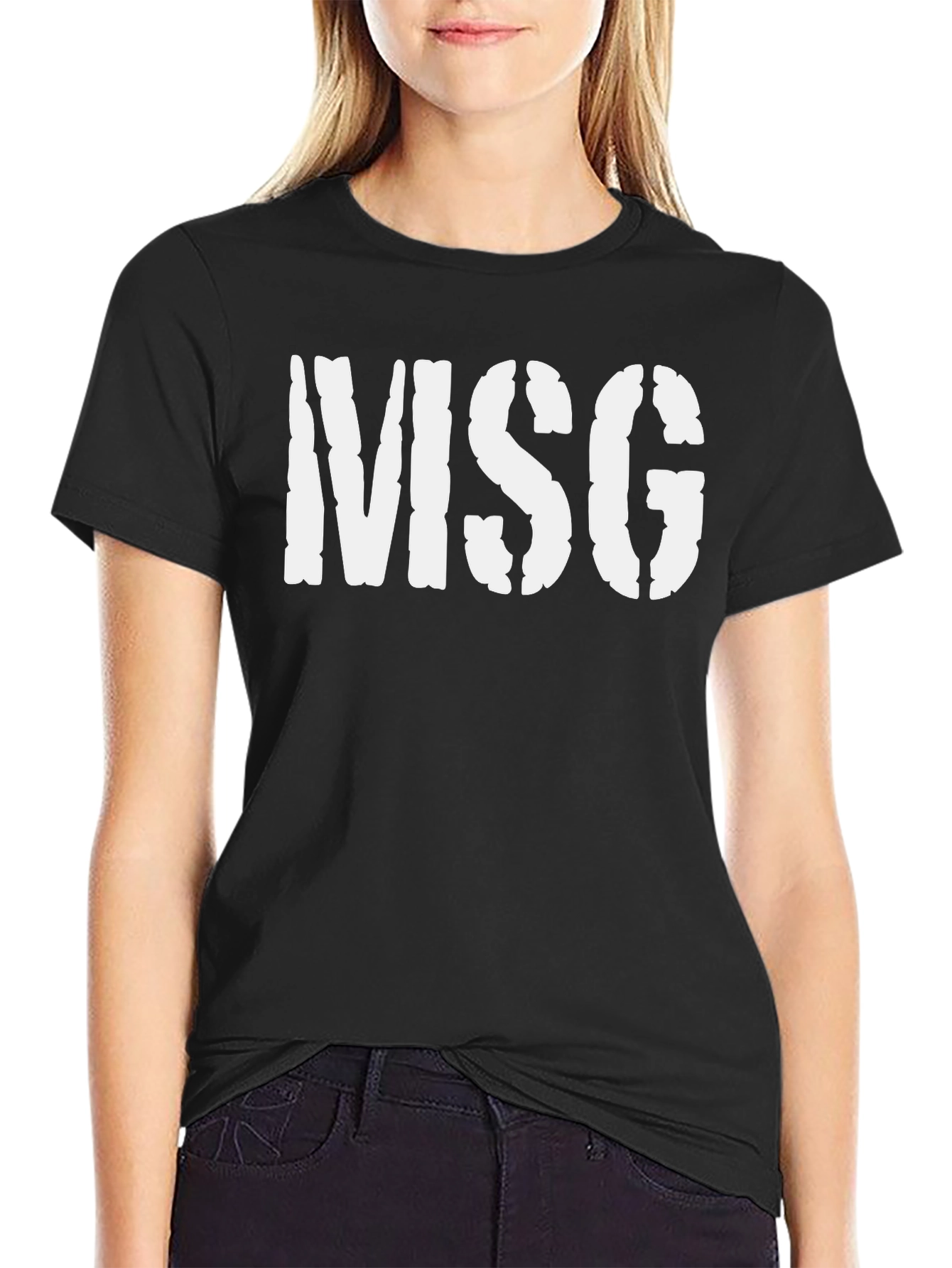 MSG Stencil Print T-Shirt - Classic Black Tee