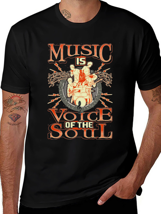 Music is Voice of the Soul Black Graphic Tee