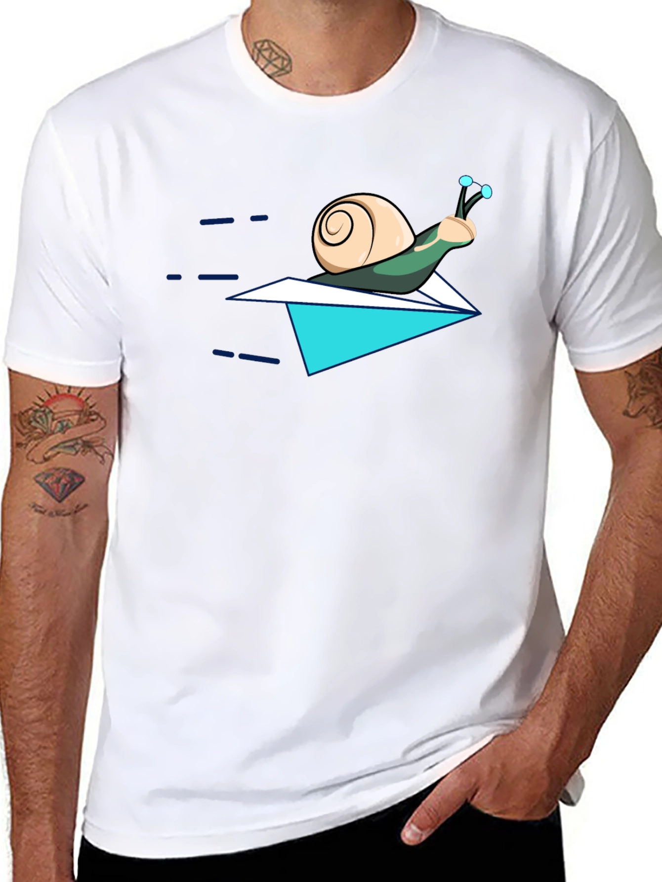 Snail on Paper Airplane T-Shirt - Funny Cartoon Tee