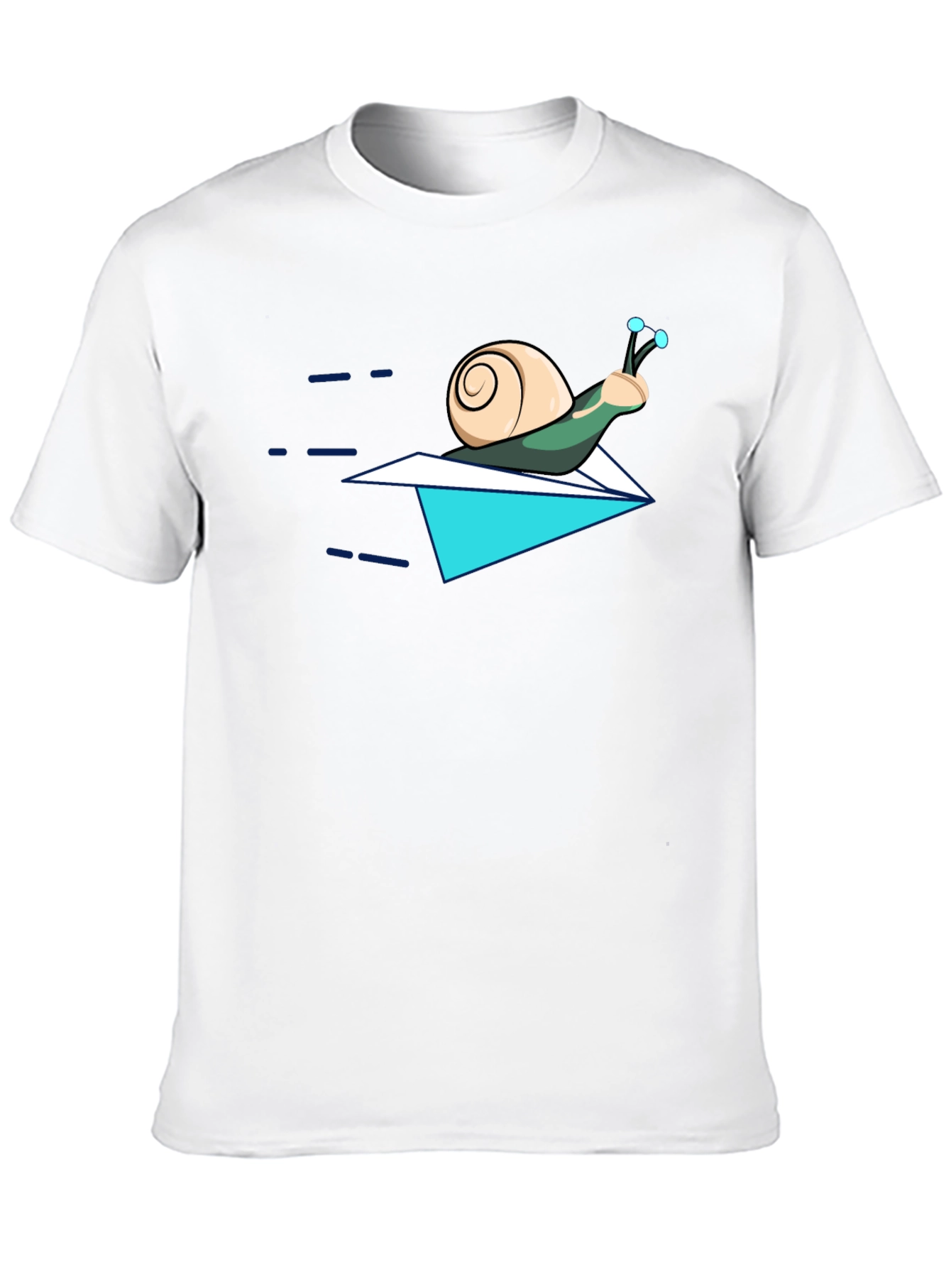 Snail on Paper Airplane T-Shirt - Funny Cartoon Tee